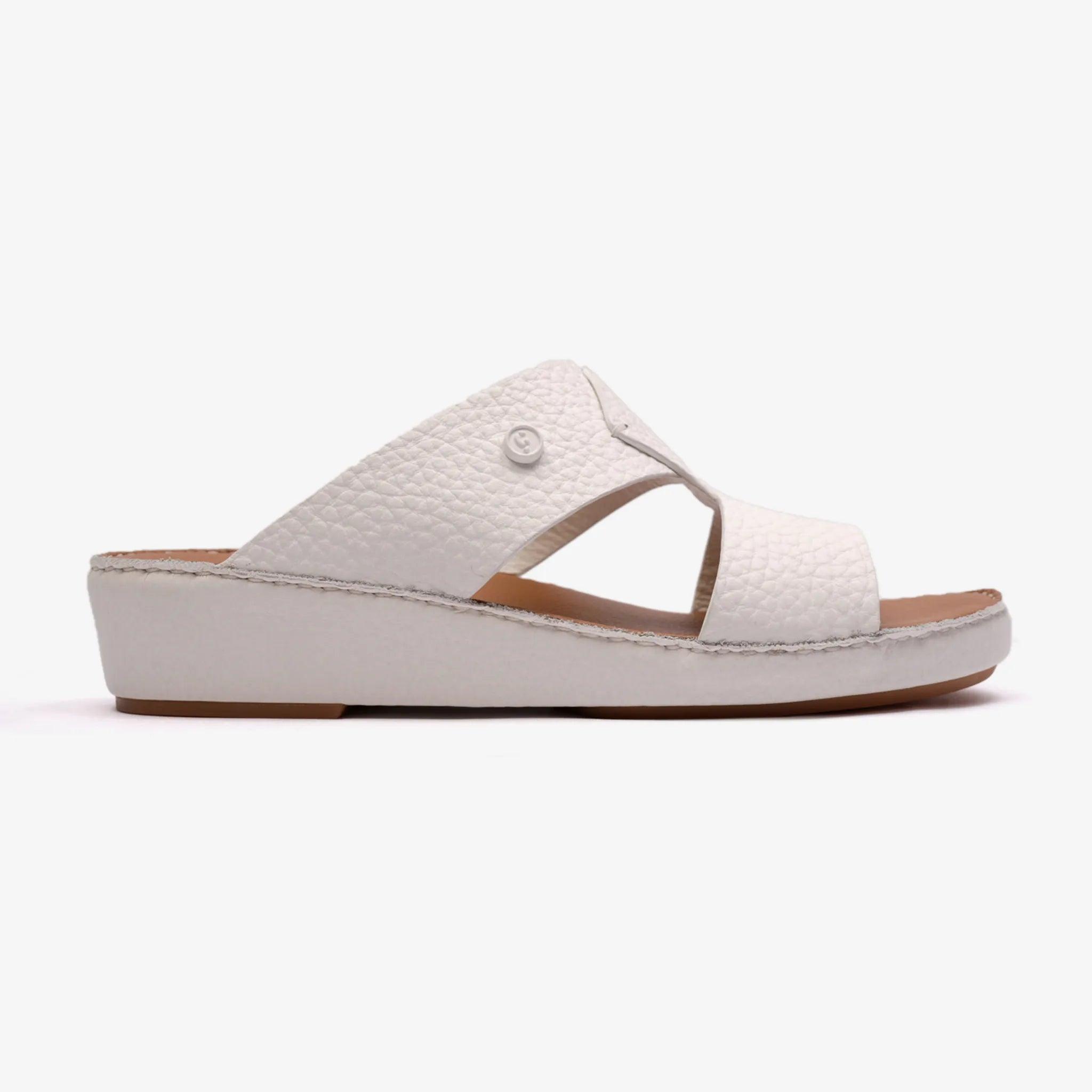 CLASSIC TAJ UNLINED GRAIN HAMMERED ARABIC SANDALS BIANCO - Farada