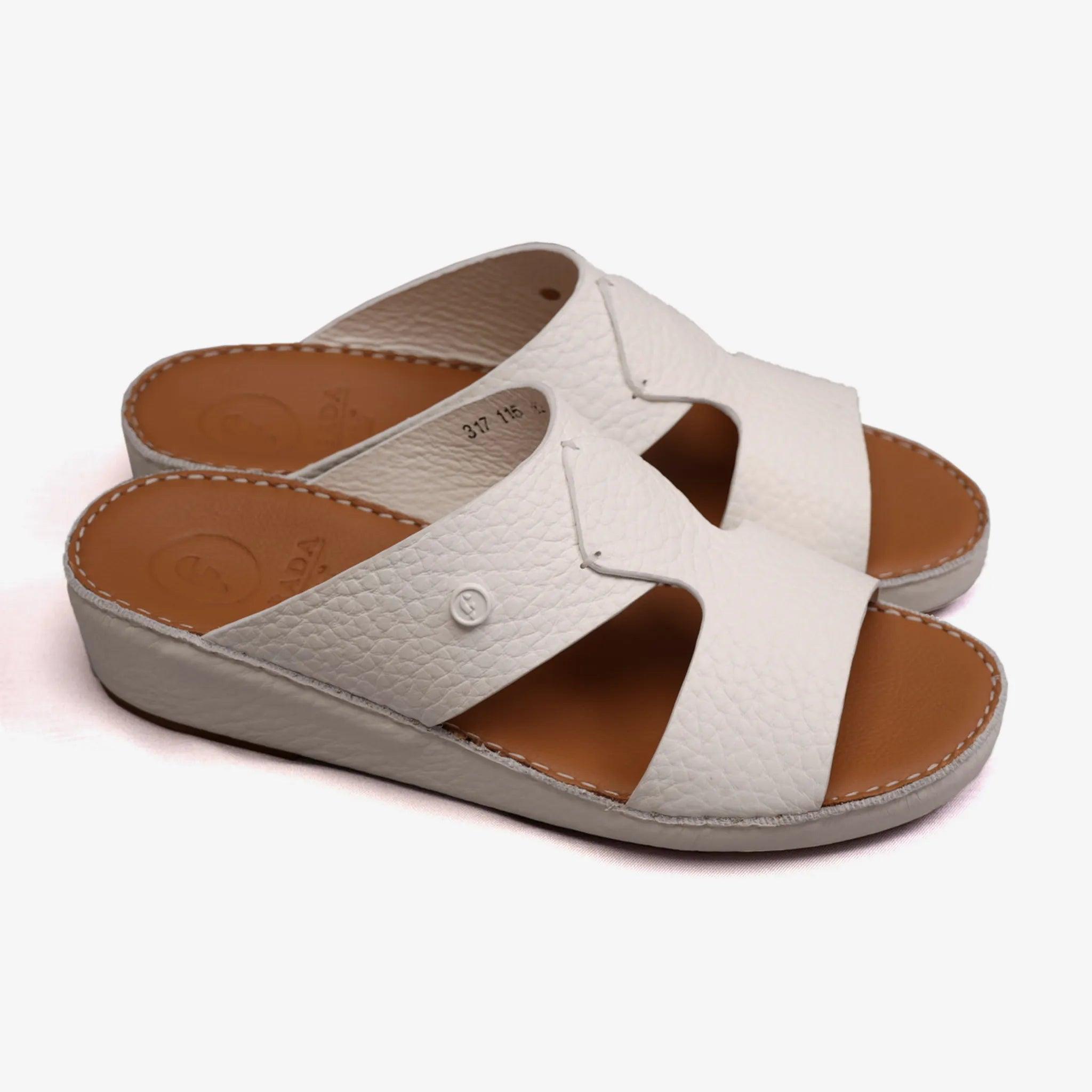 CLASSIC TAJ UNLINED GRAIN HAMMERED ARABIC SANDALS BIANCO - Farada