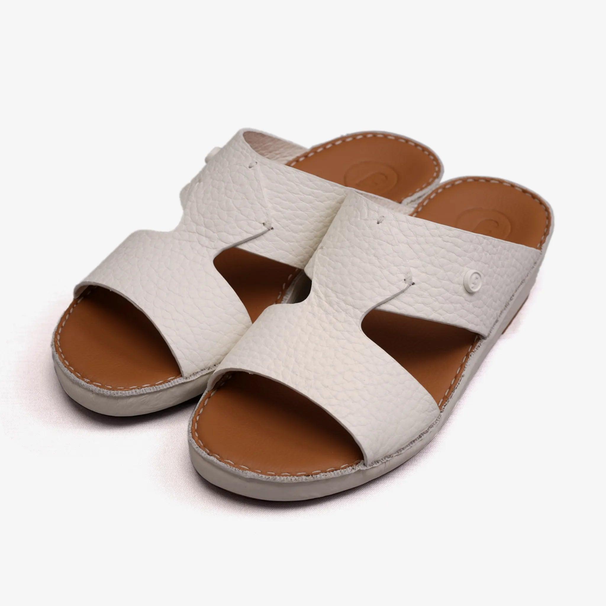 CLASSIC TAJ UNLINED GRAIN HAMMERED ARABIC SANDALS BIANCO - Farada