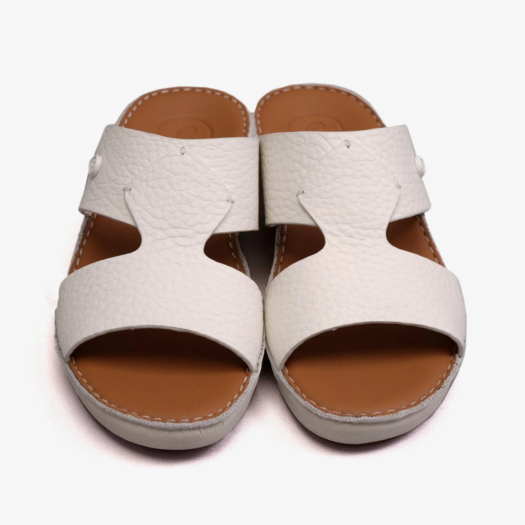 CLASSIC TAJ UNLINED GRAIN HAMMERED ARABIC SANDALS BIANCO - Farada