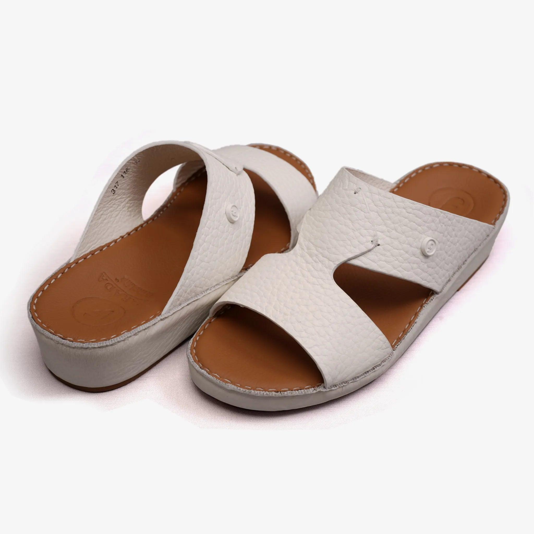 CLASSIC TAJ UNLINED GRAIN HAMMERED ARABIC SANDALS BIANCO - Farada