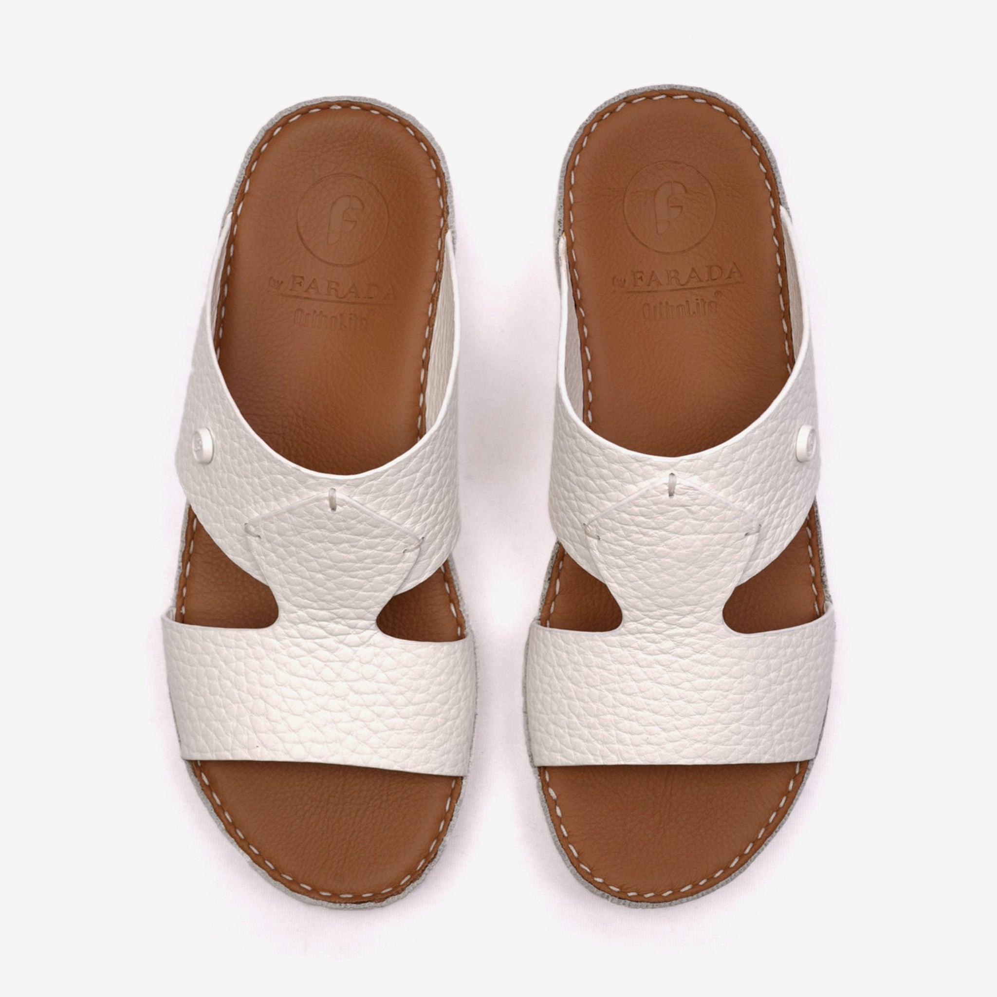 CLASSIC TAJ UNLINED GRAIN HAMMERED ARABIC SANDALS BIANCO - Farada