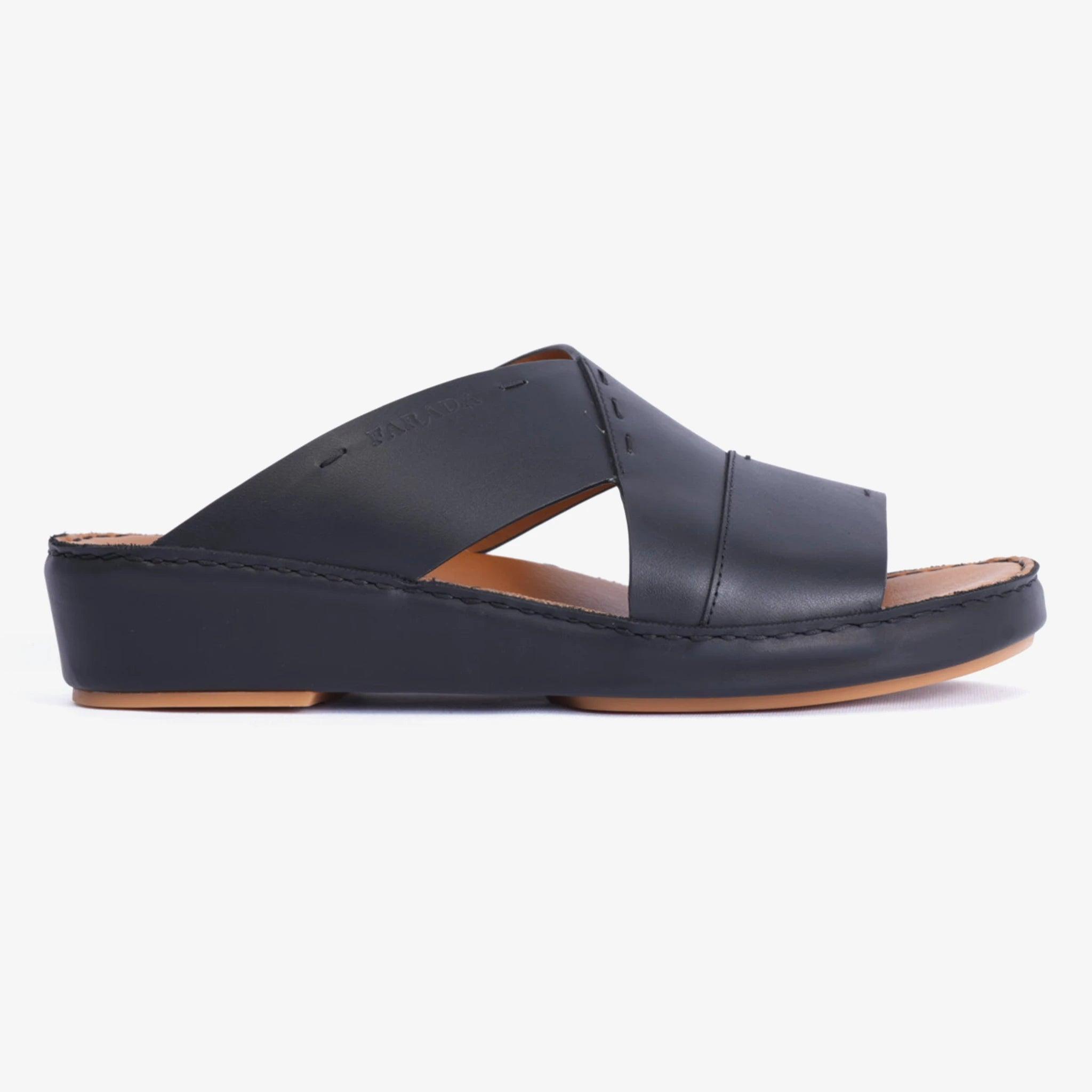FARADA ARABIC SLIPPER WITH SINGLE STRAP AROUND THE ANKLE BLACK - Farada