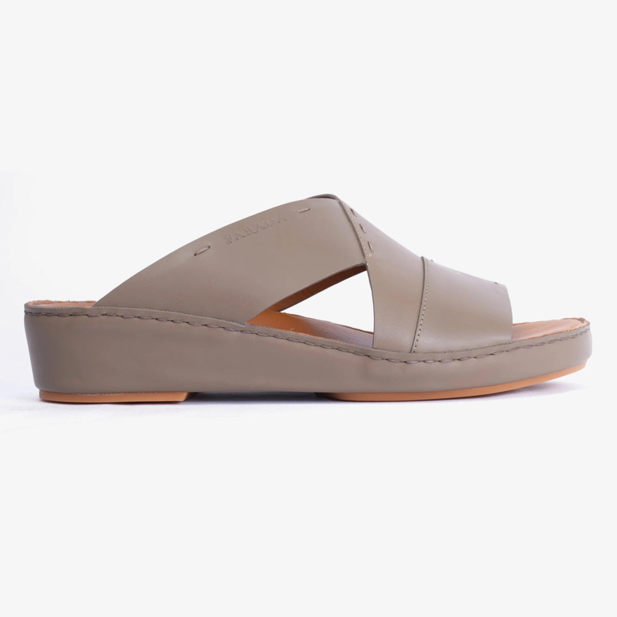 FARADA ARABIC SLIPPER WITH SINGLE STRAP AROUND THE ANKLE TRUFFLE - Farada