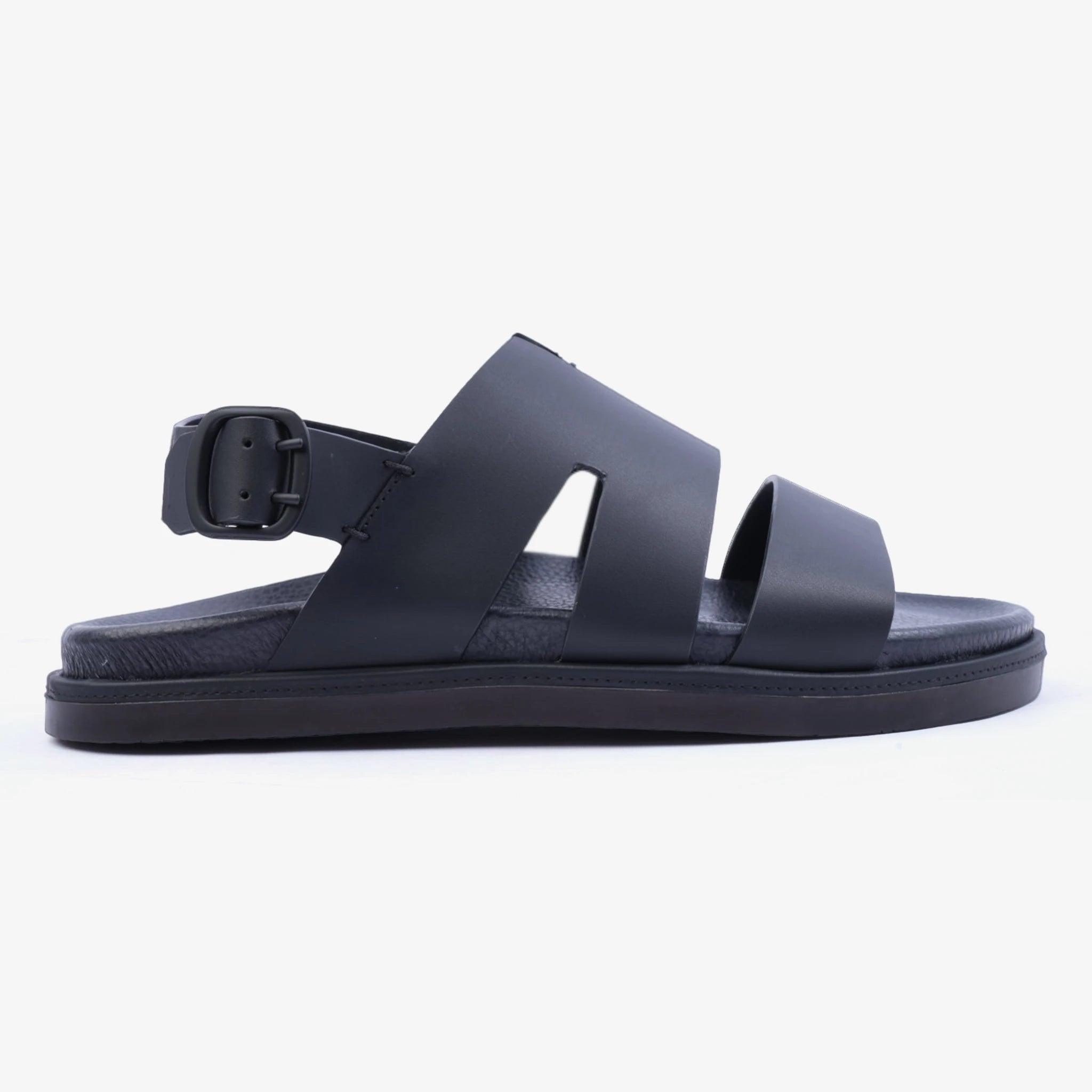 FARADA CLASSIC MATTE ARABIC SANDALS WITH BACK STRIP BLACK - Farada