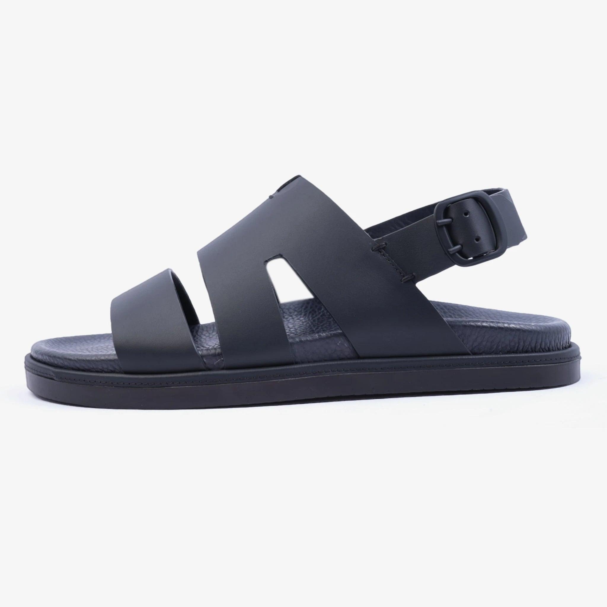 FARADA CLASSIC MATTE ARABIC SANDALS WITH BACK STRIP BLACK - Farada