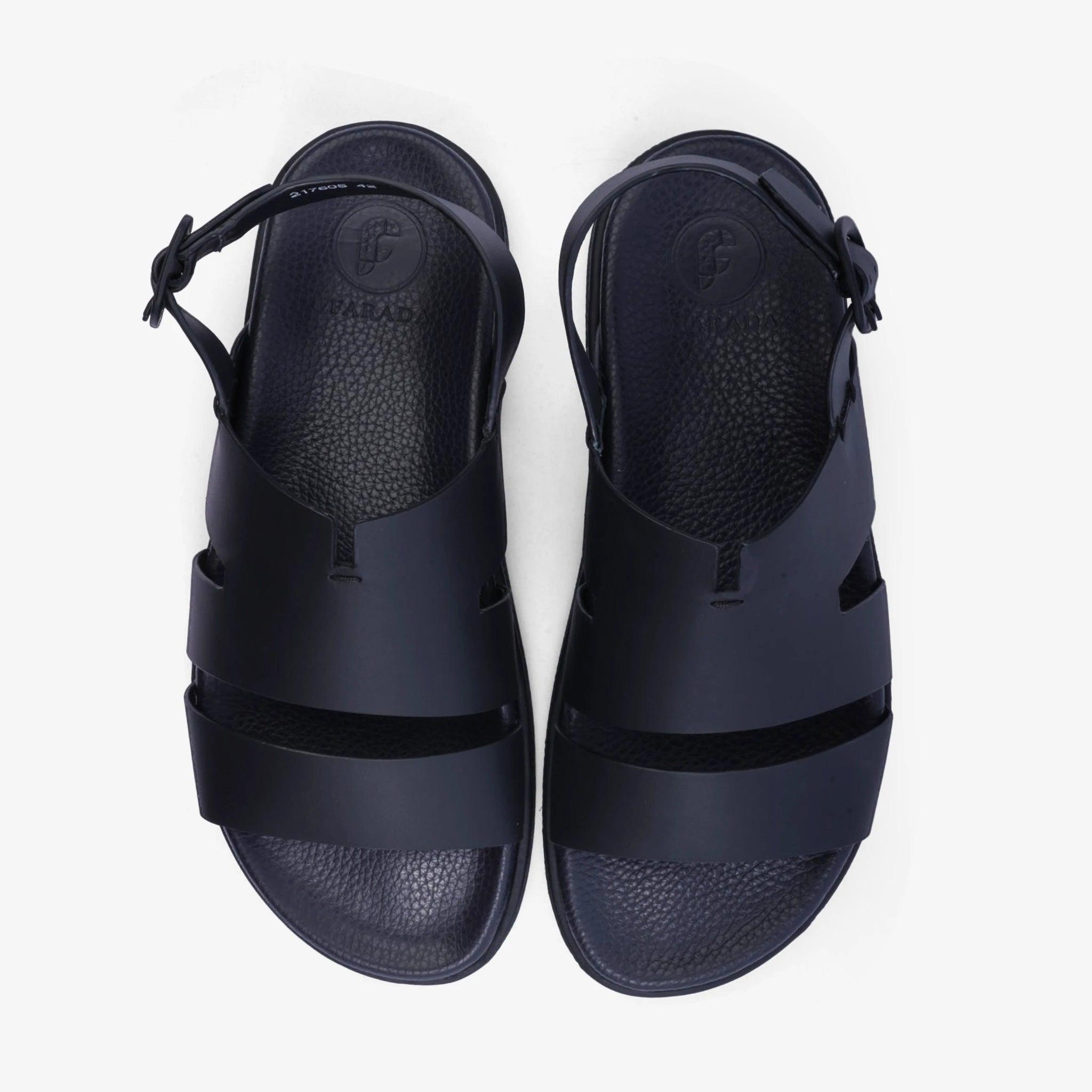 FARADA CLASSIC MATTE ARABIC SANDALS WITH BACK STRIP BLACK - Farada