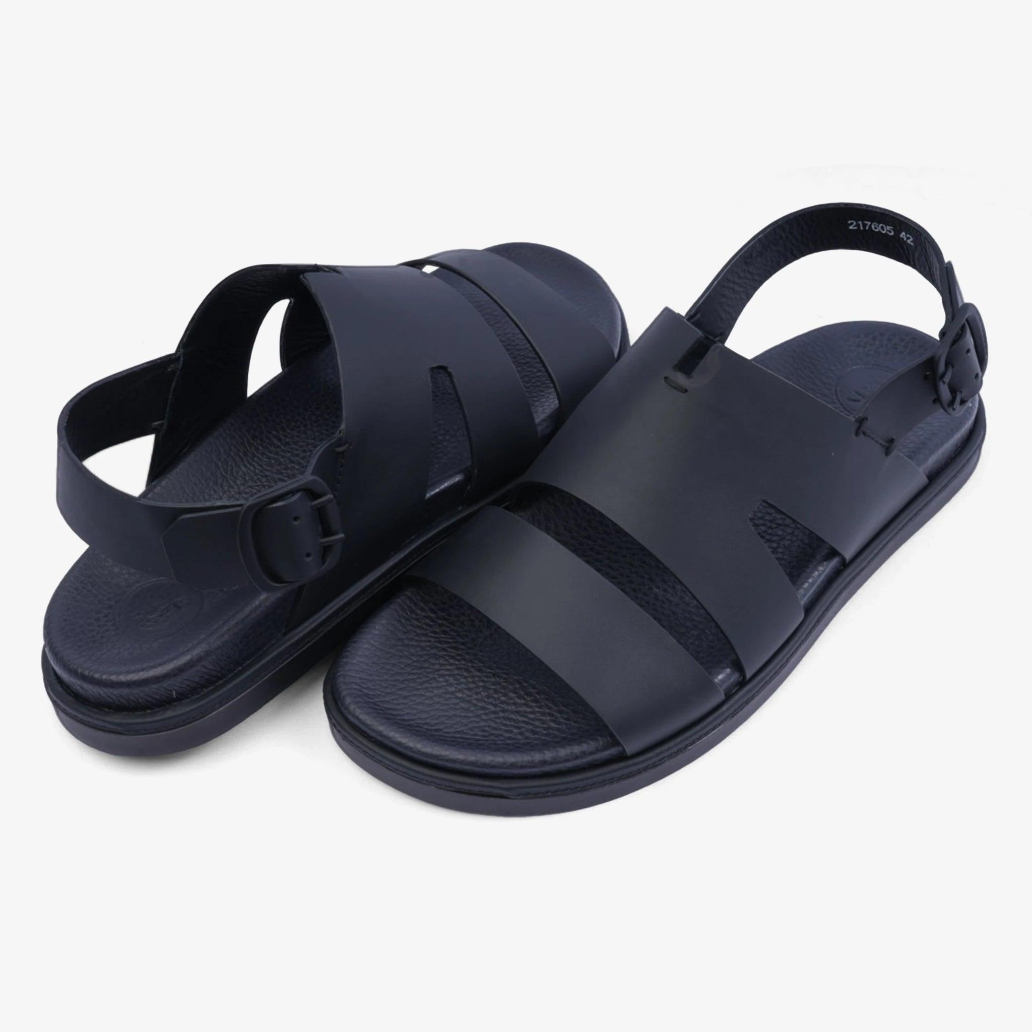 FARADA CLASSIC MATTE ARABIC SANDALS WITH BACK STRIP BLACK - Farada