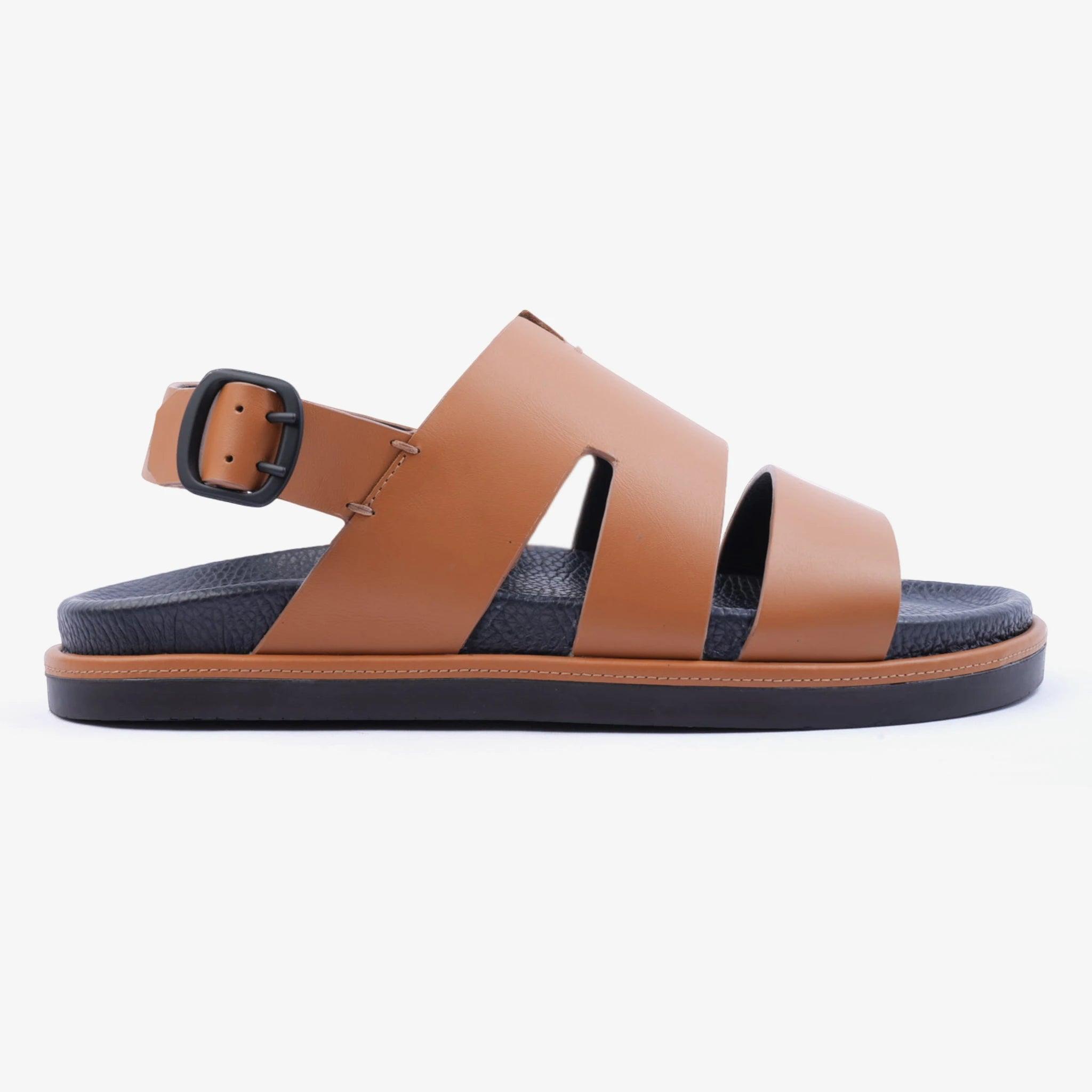 FARADA CLASSIC MATTE ARABIC SANDALS WITH BACK STRIP CUOIO - Farada