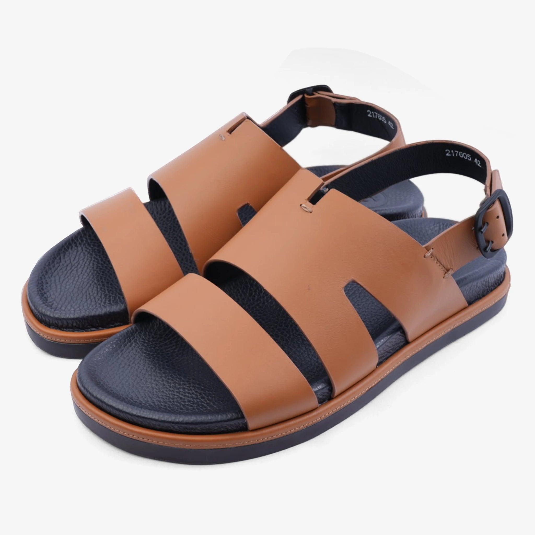 FARADA CLASSIC MATTE ARABIC SANDALS WITH BACK STRIP CUOIO - Farada