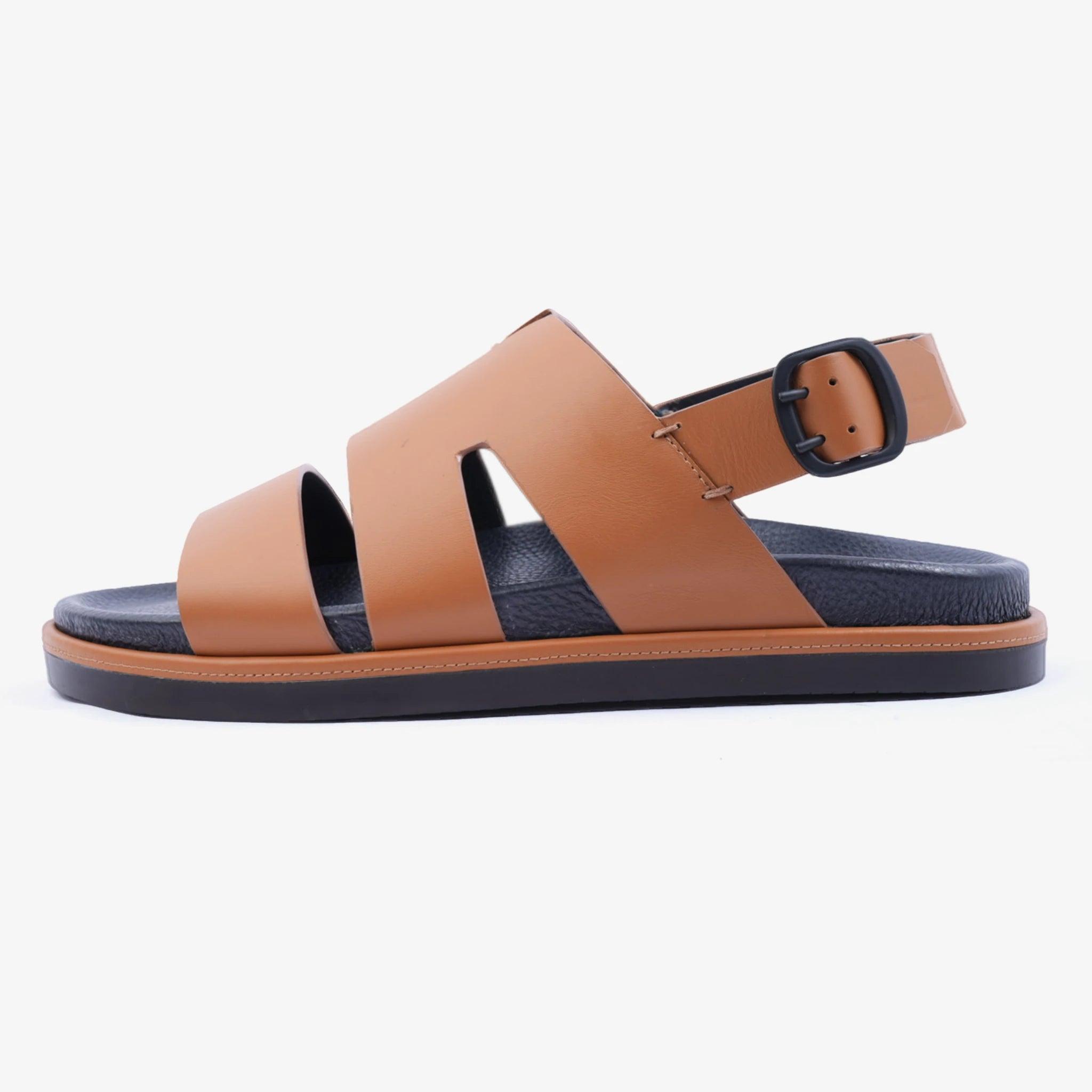 FARADA CLASSIC MATTE ARABIC SANDALS WITH BACK STRIP CUOIO - Farada