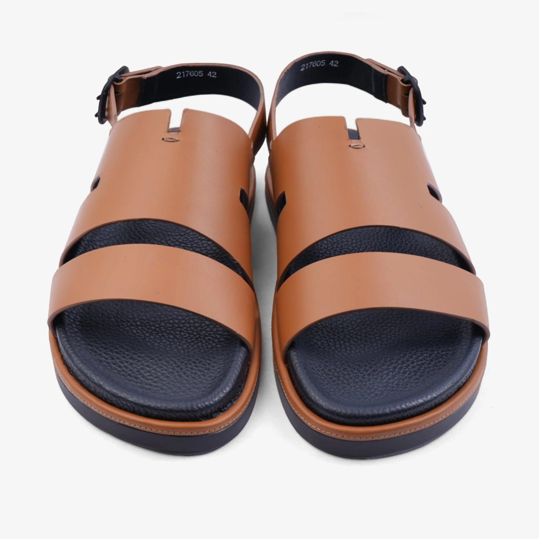 FARADA CLASSIC MATTE ARABIC SANDALS WITH BACK STRIP CUOIO - Farada
