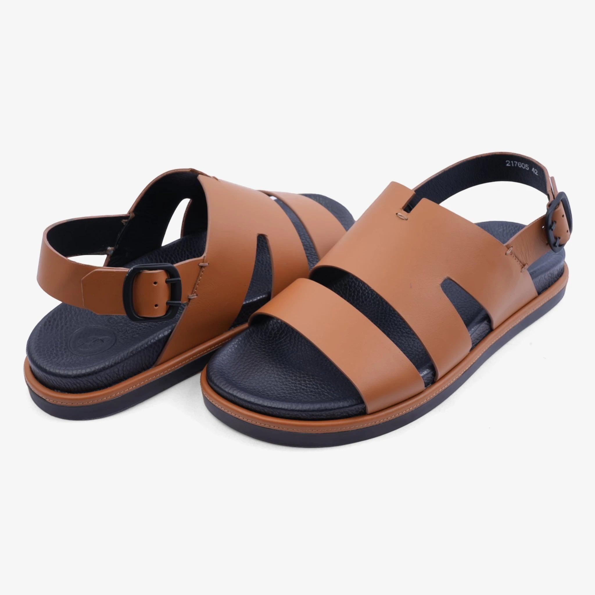 FARADA CLASSIC MATTE ARABIC SANDALS WITH BACK STRIP CUOIO - Farada
