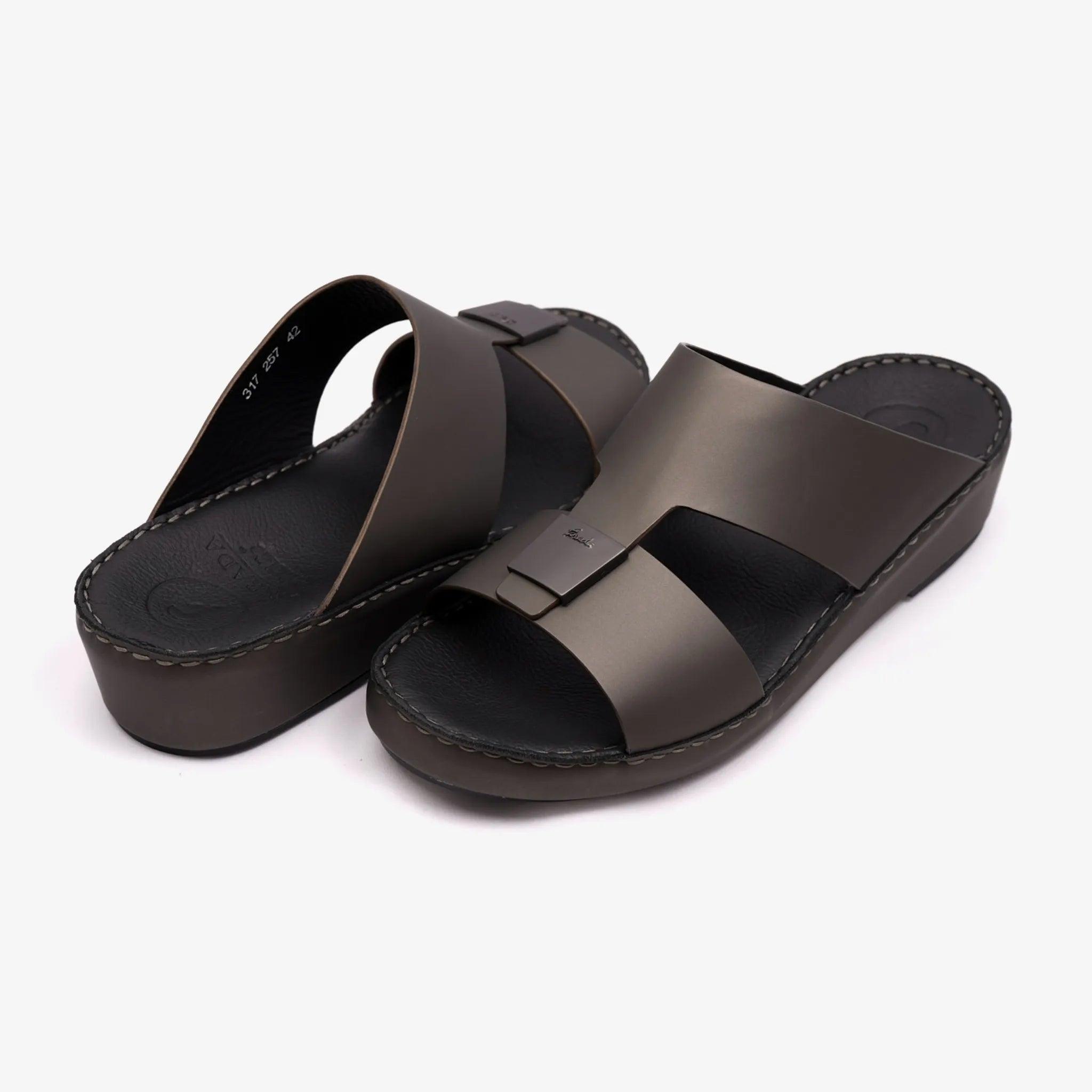 FARADA CLASSIC MATTE MODERN LEATHER MEN SANDALS FUMO - Farada