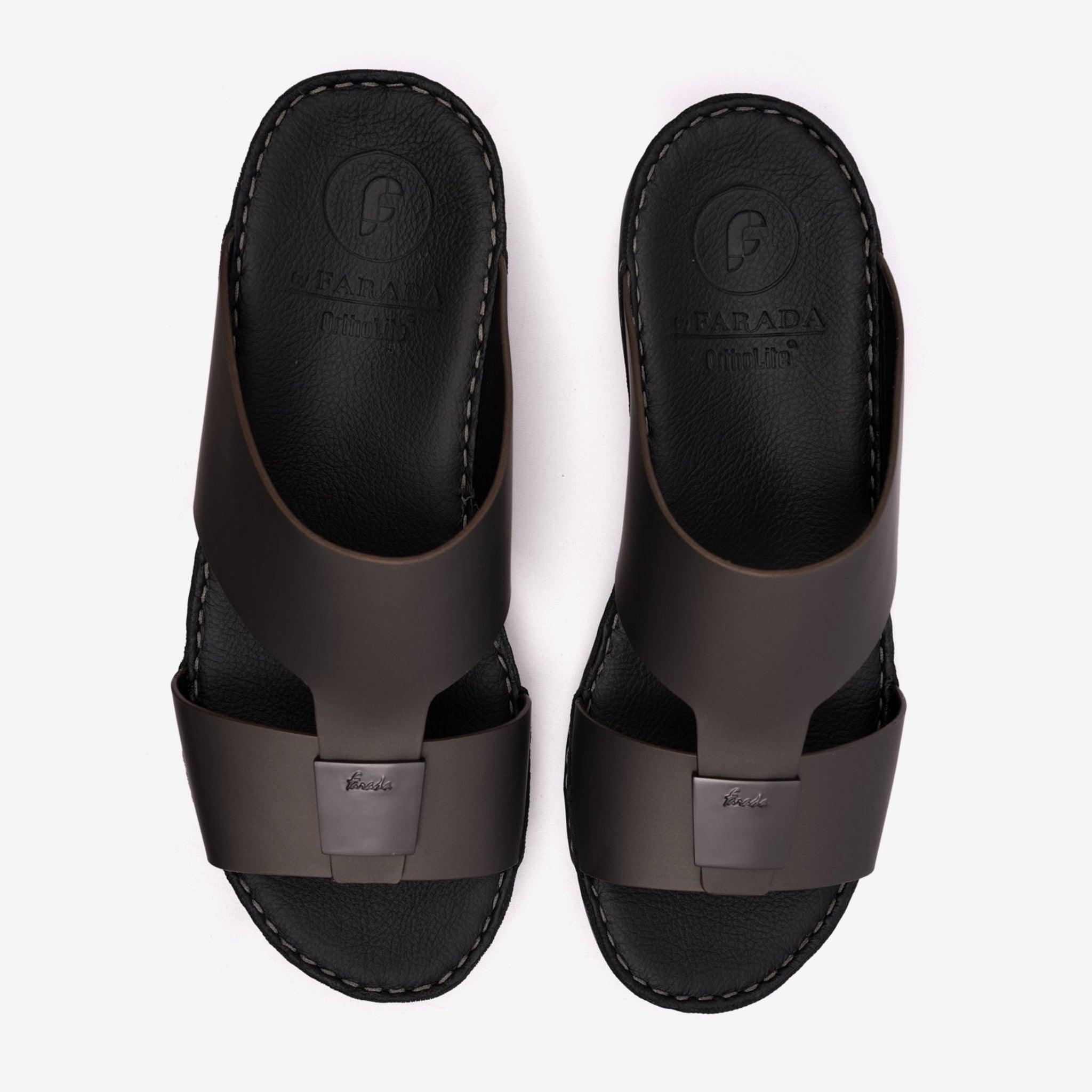 FARADA CLASSIC MATTE MODERN LEATHER MEN SANDALS FUMO - Farada