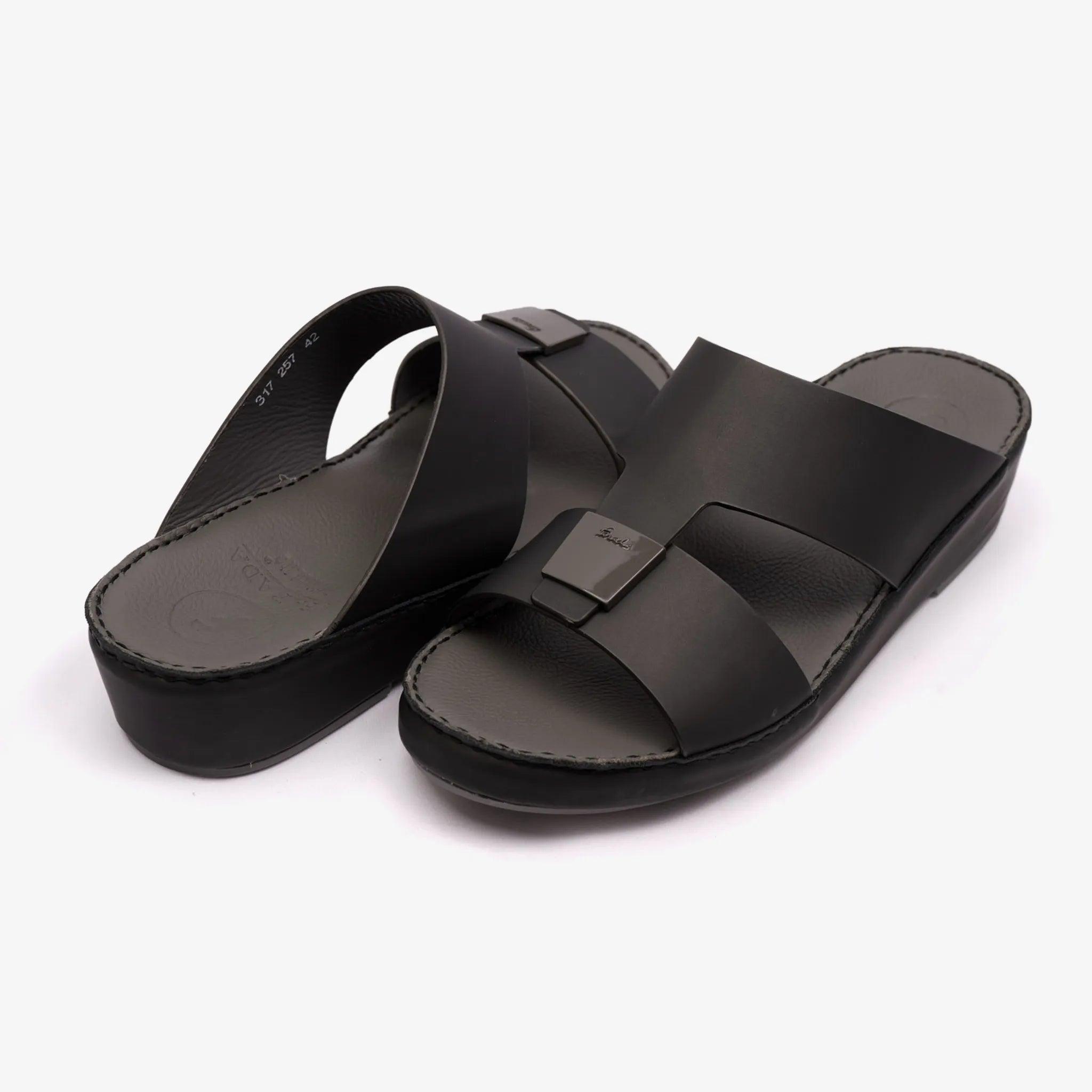 FARADA CLASSIC MATTE MODERN LEATHER MEN SANDALS PIOMBO - Farada