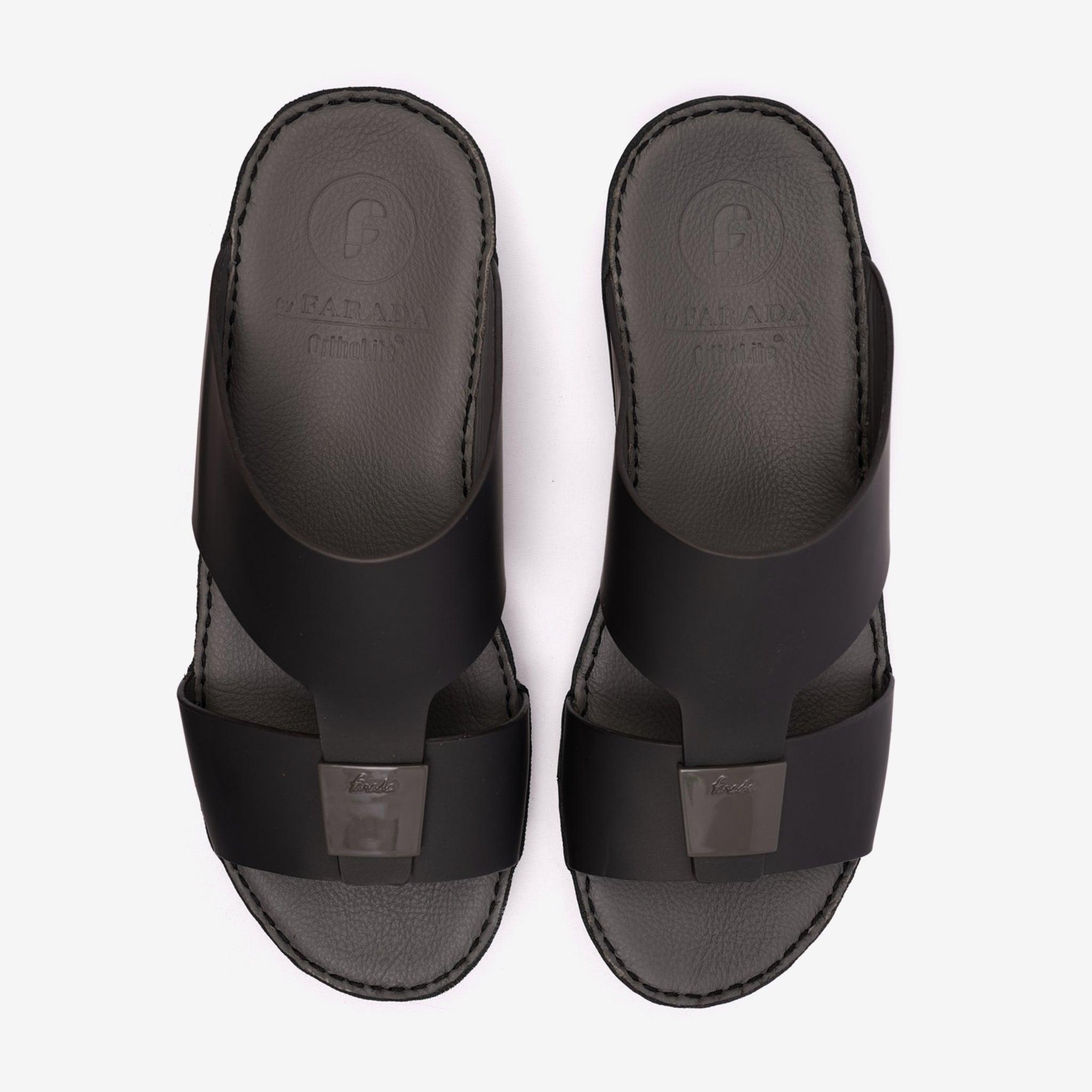 FARADA CLASSIC MATTE MODERN LEATHER MEN SANDALS PIOMBO - Farada