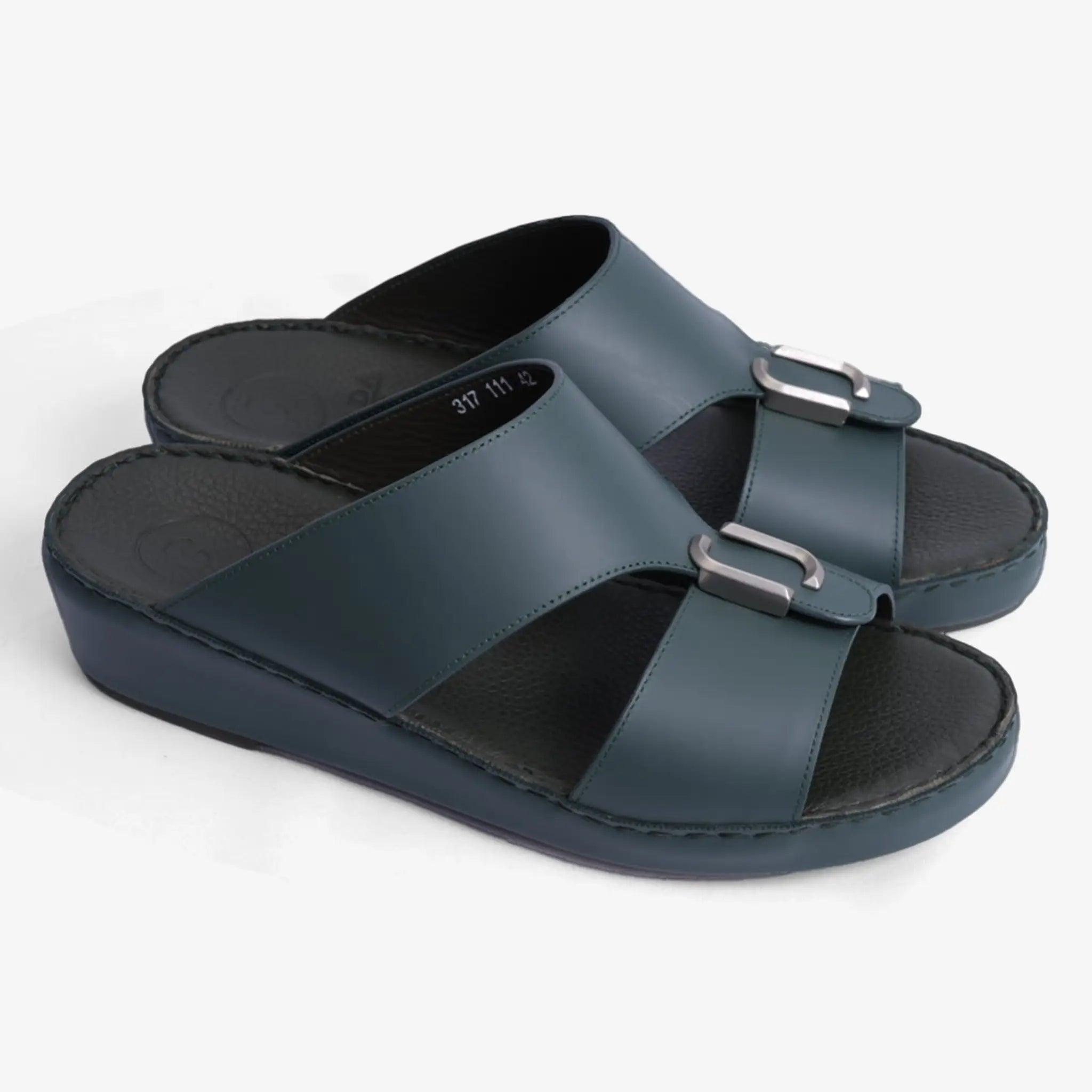 FARADA DA-VINCI BRASS IOCONIC DOUBLE F TRIM ARABIC SANDALS BOTTLE-GREEN - Farada
