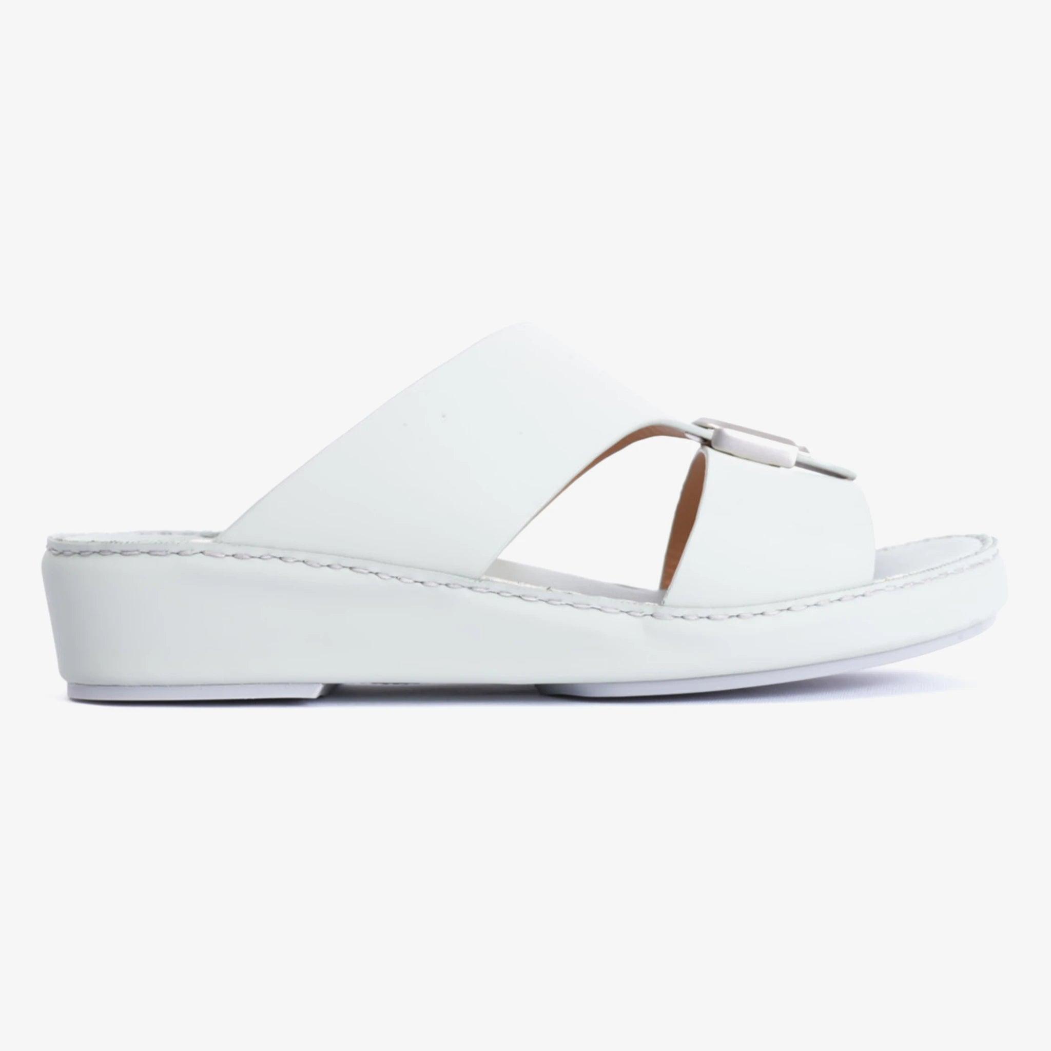 FARADA DA-VINCI BRASS IOCONIC DOUBLE F TRIM ARABIC SANDALS GREY-GREEN - Farada