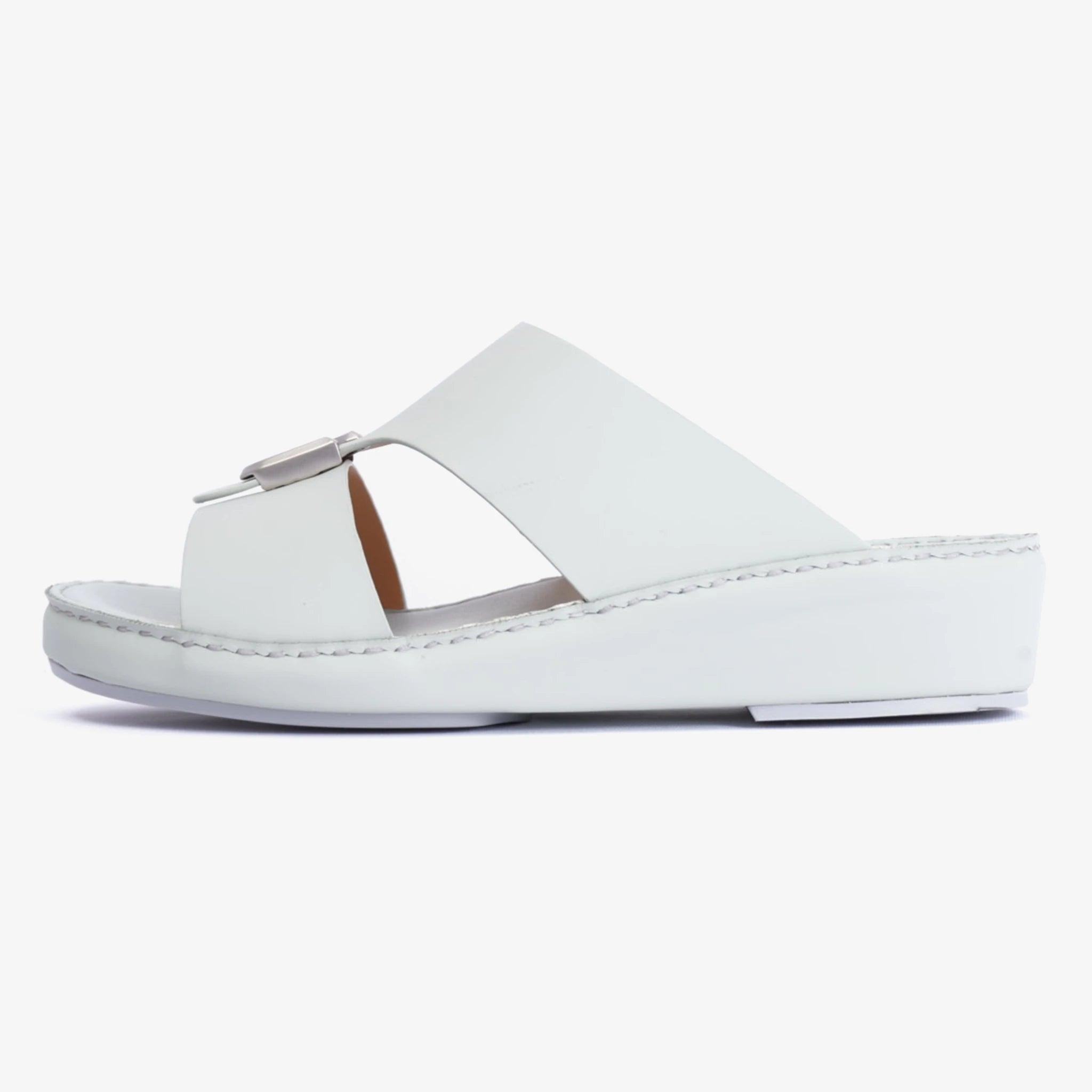 FARADA DA-VINCI BRASS IOCONIC DOUBLE F TRIM ARABIC SANDALS GREY-GREEN - Farada