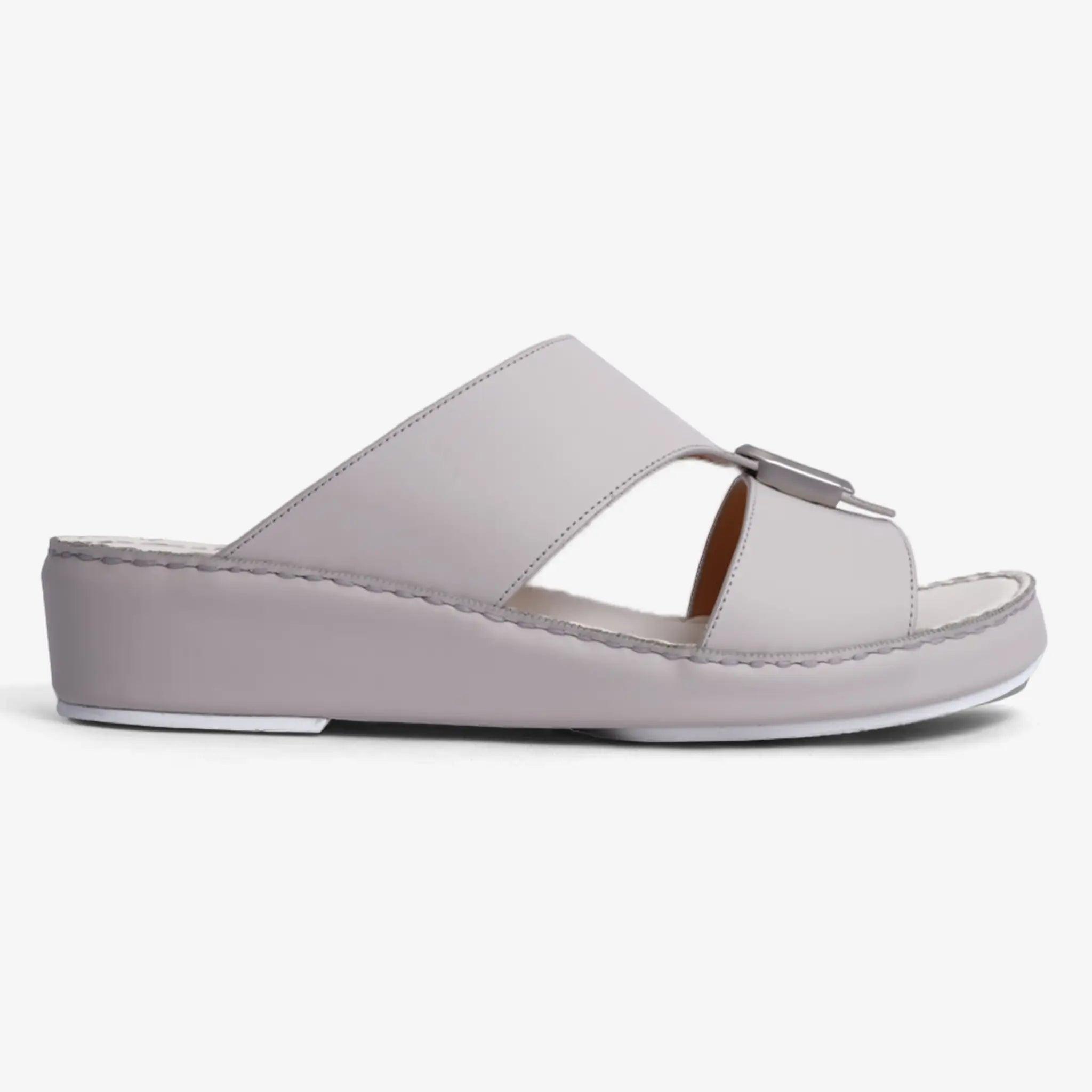 FARADA DA-VINCI BRASS IOCONIC DOUBLE F TRIM ARABIC SANDALS LIGHT-BEIGE - Farada