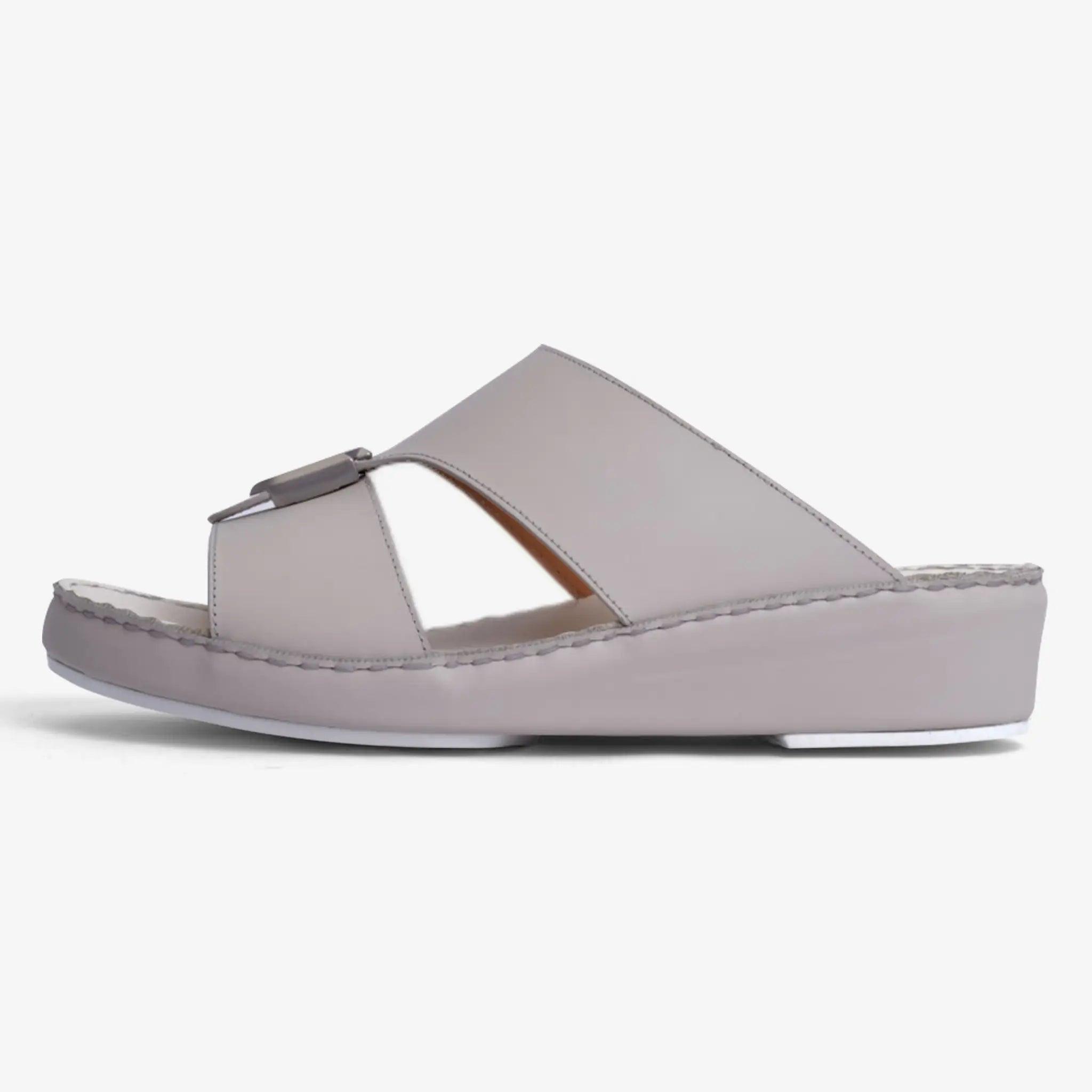 FARADA DA-VINCI BRASS IOCONIC DOUBLE F TRIM ARABIC SANDALS LIGHT-BEIGE - Farada