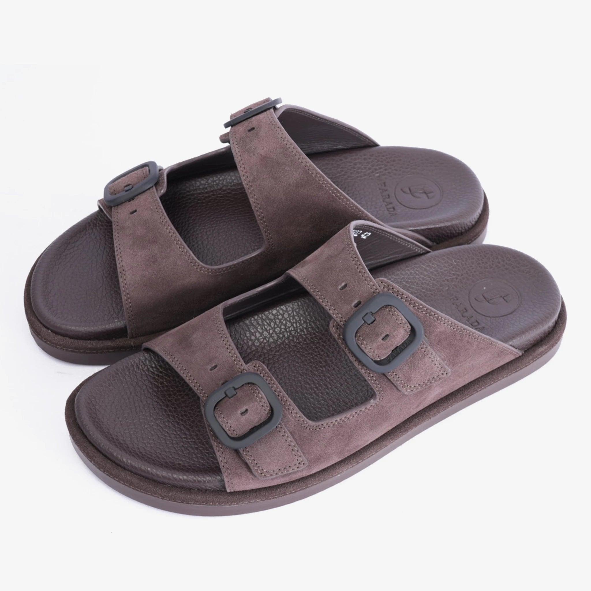 FARADA DOUBLE STRIPPED SUEDE LEATHER ARABIC SANDAL TMH - Farada