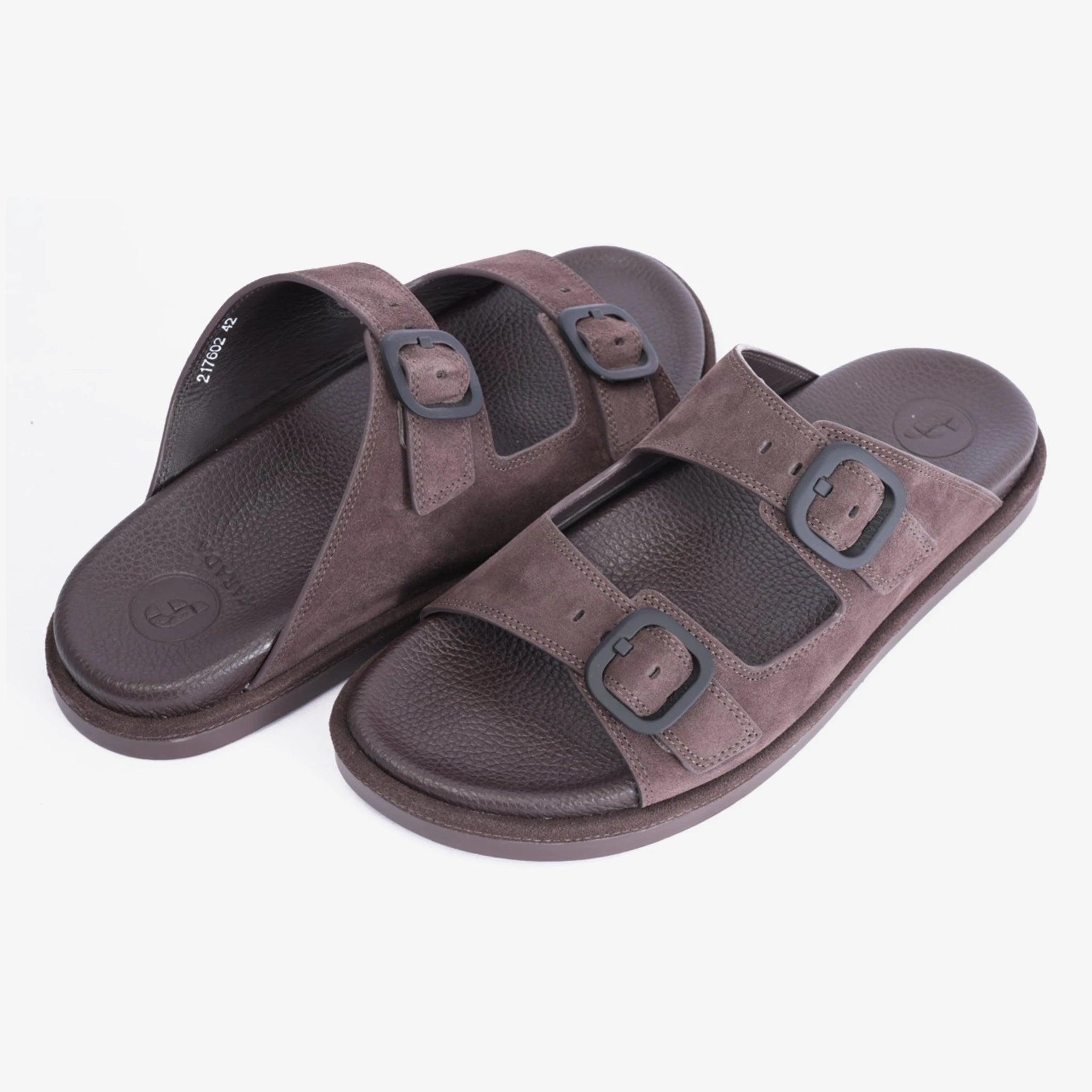 FARADA DOUBLE STRIPPED SUEDE LEATHER ARABIC SANDAL TMH - Farada