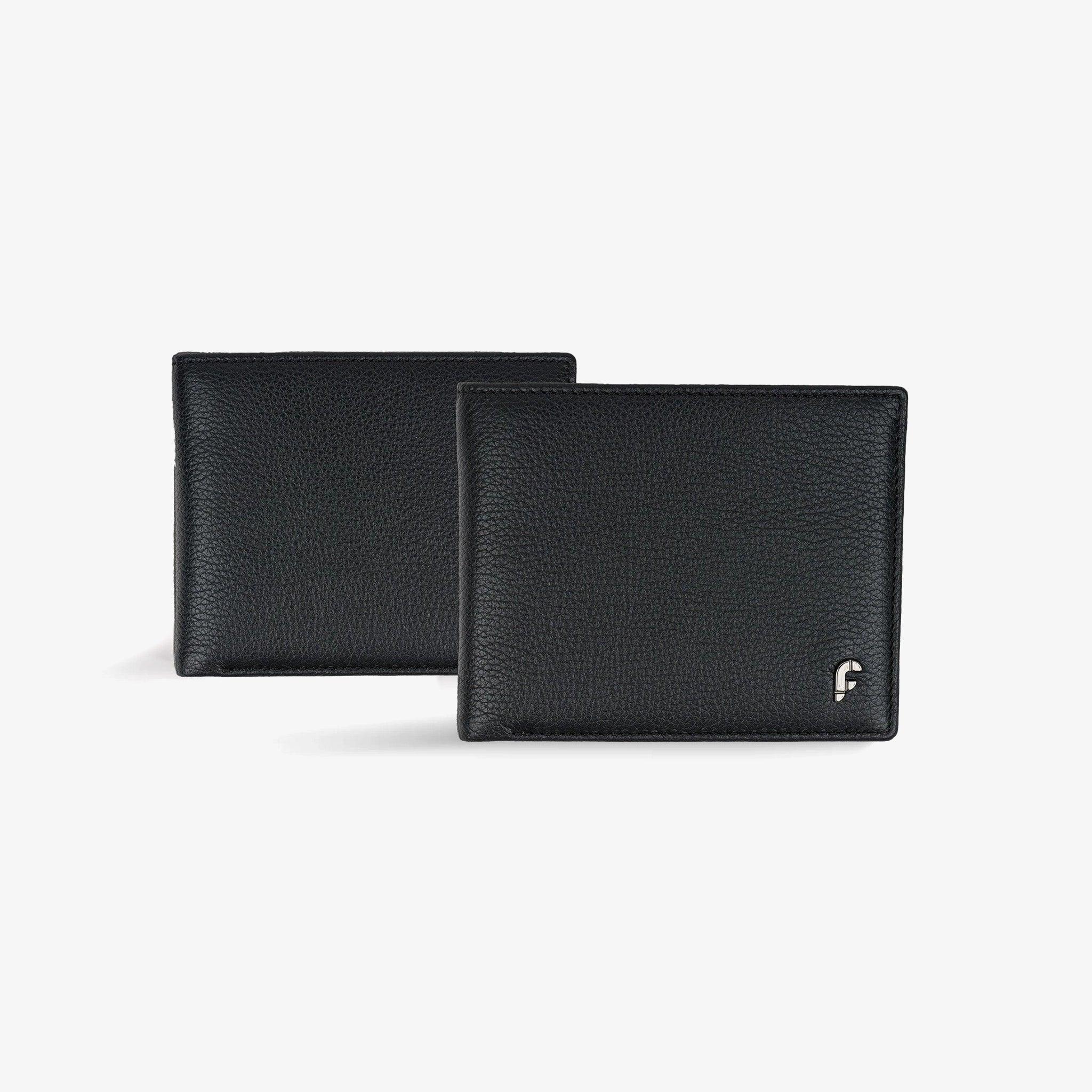 FARADA GRAIN LEATHER BIFOLD WALLET FOR MENS BLACK - Farada
