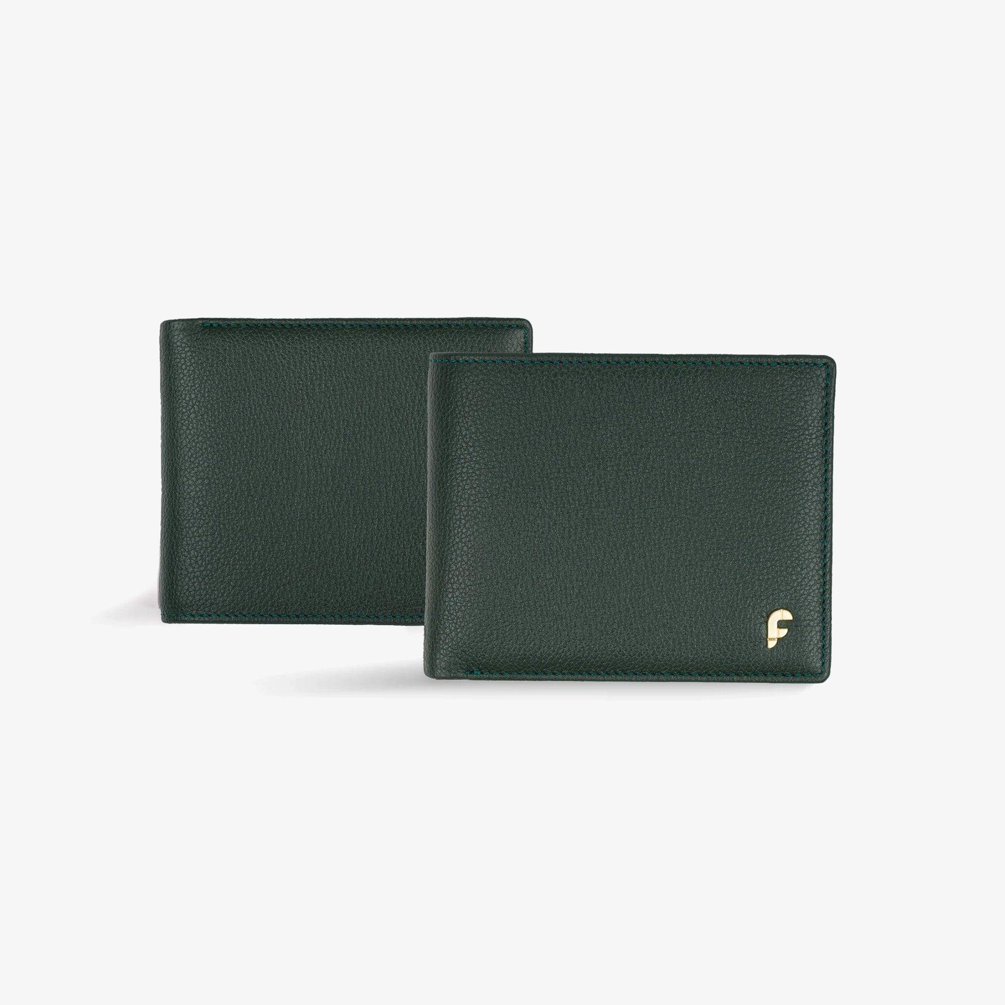 FARADA GRAIN LEATHER BIFOLD WALLET FOR MENS DARK- GREEN - Farada