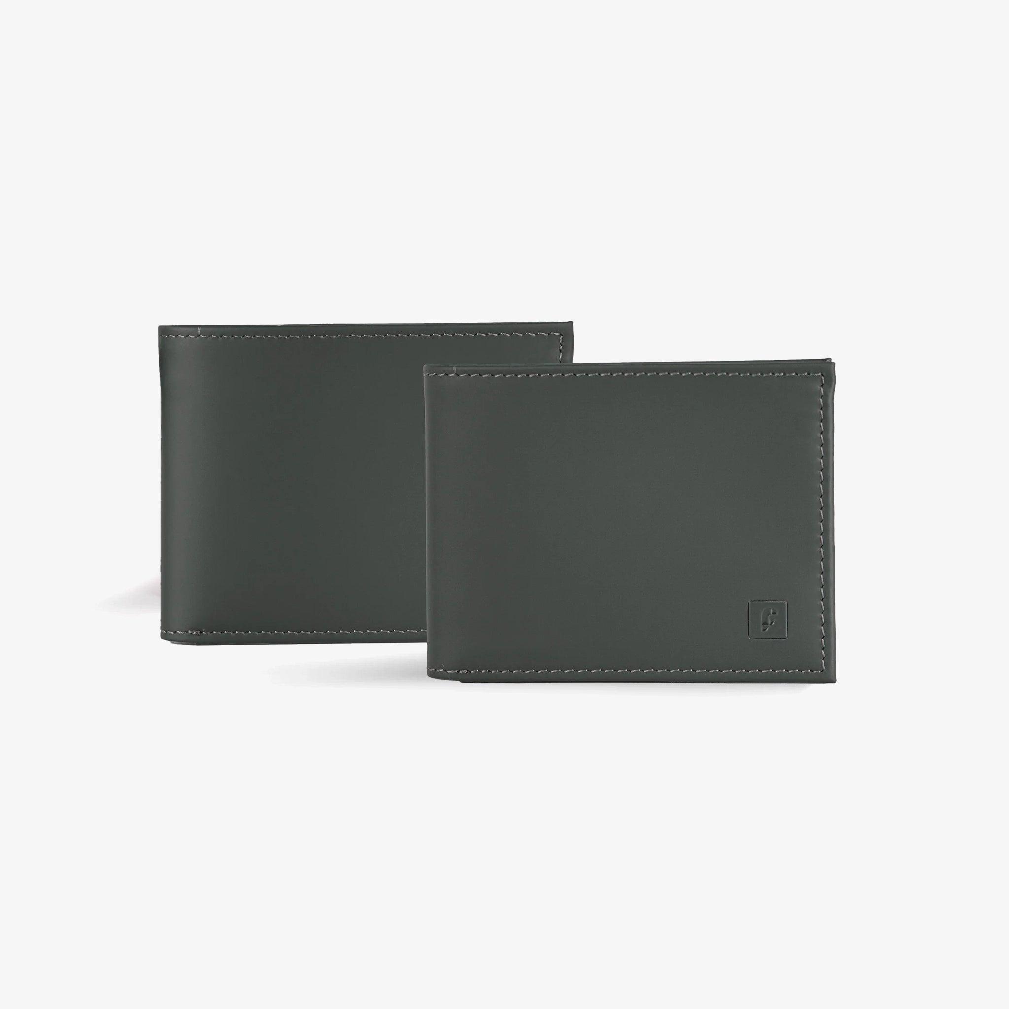FARADA MATTE LEATHER SLEEK BIFOLD WALLET FOR MEN BOTTLE-GREEN - Farada