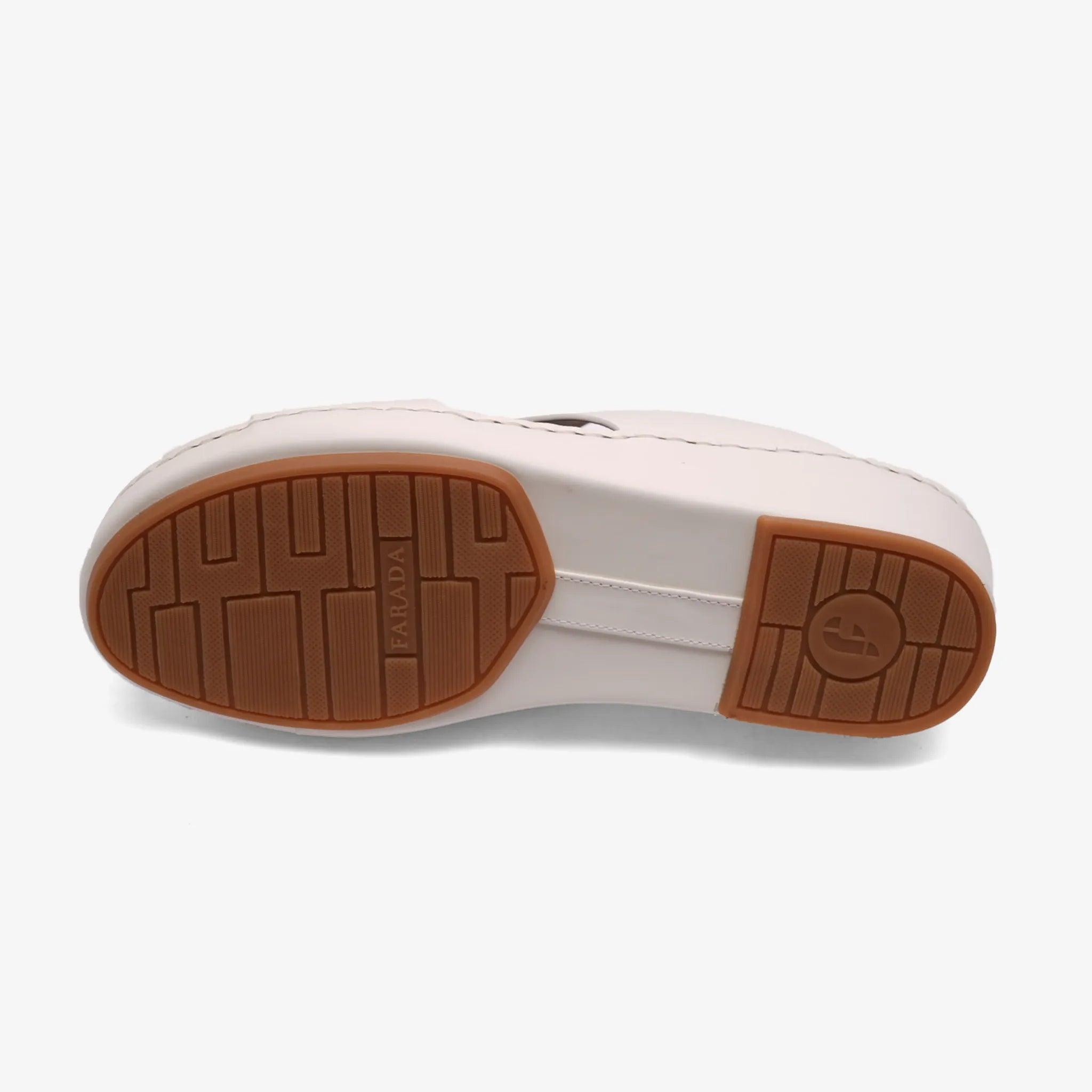 FARADA MATTE LEATHER SLIM ICONIC DOUBLE F TRIM ARABIC SANDAL WHITE - Farada