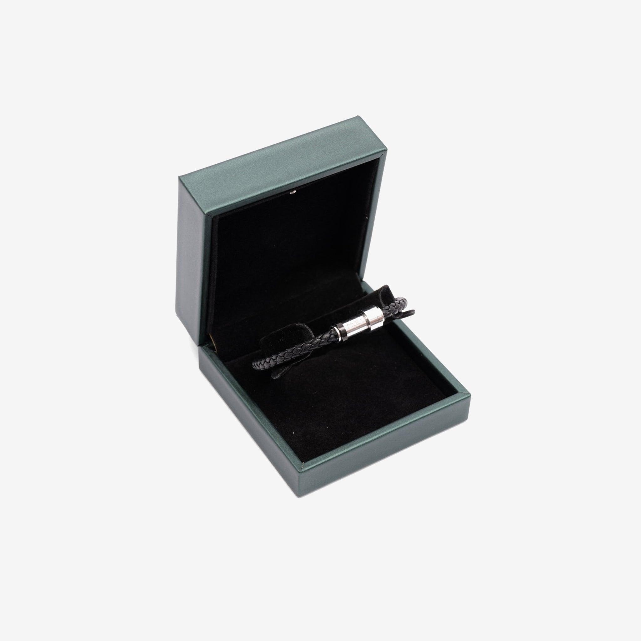 FARADA MEN LEATHER BRACELET WITH SLIVER CALSP BLACK - Farada