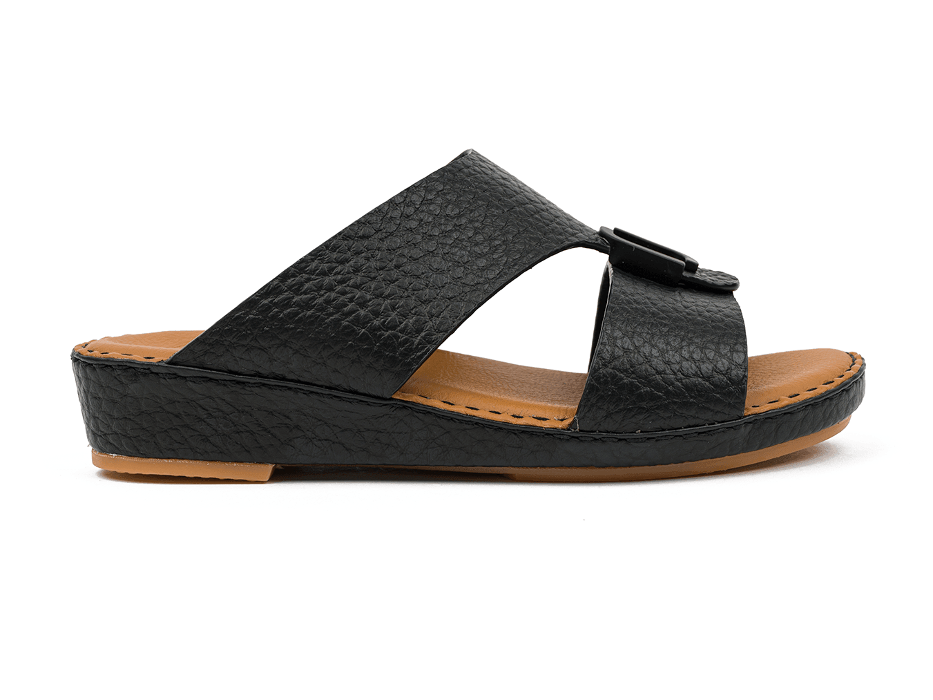 KIDS TIMELESS UNLINED HAMMERED DAVINCI ARABIC SANDALS BLACK - Farada