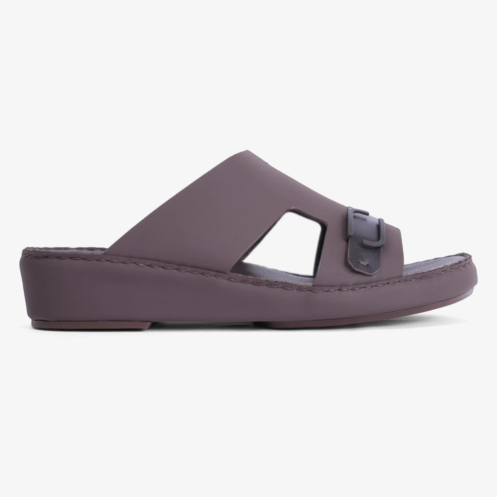 MATTE ARABIC SANDAL WITH SIDE STYLISH TRIM BROWN - Farada