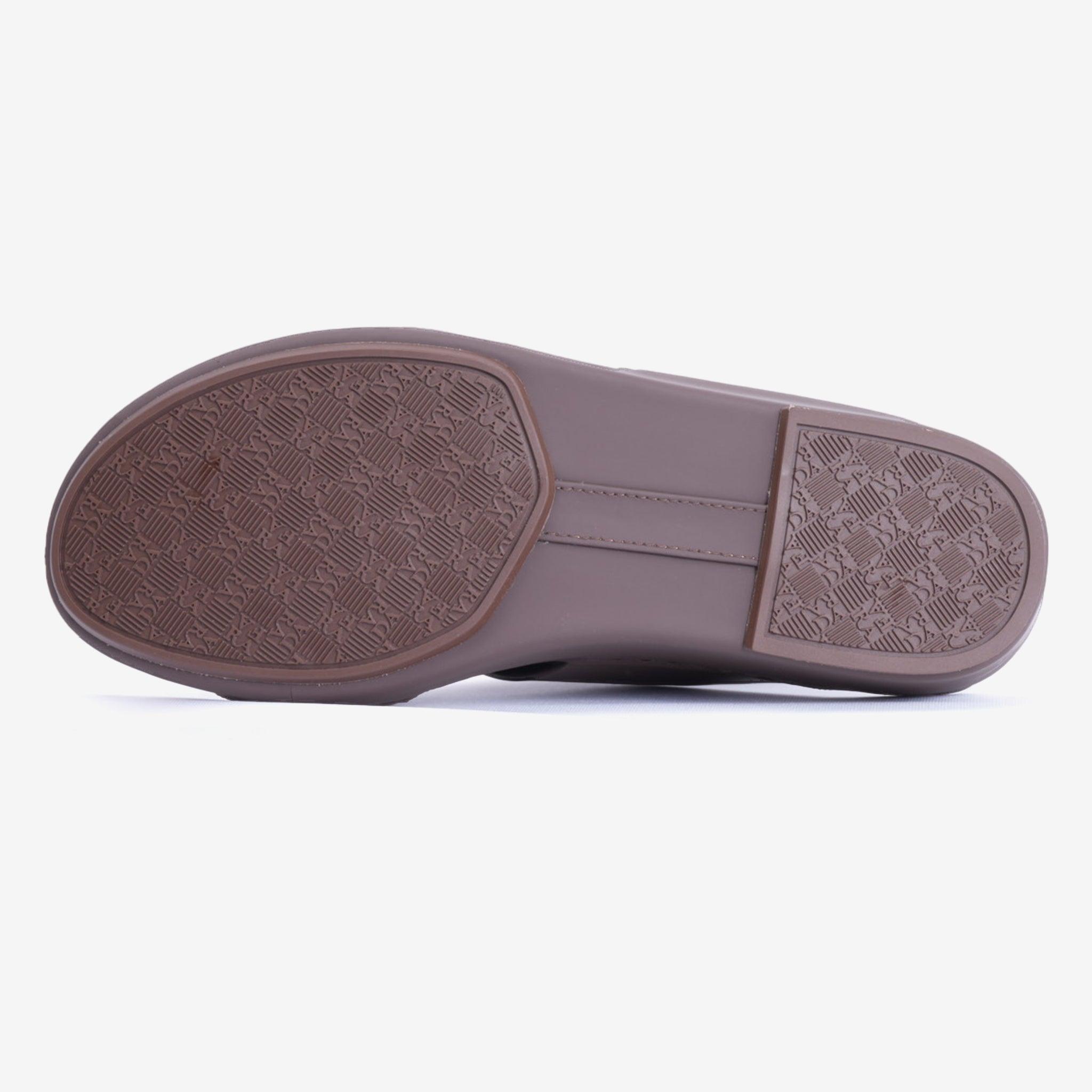 MATTE ARABIC SANDAL WITH SIDE STYLISH TRIM BROWN - Farada