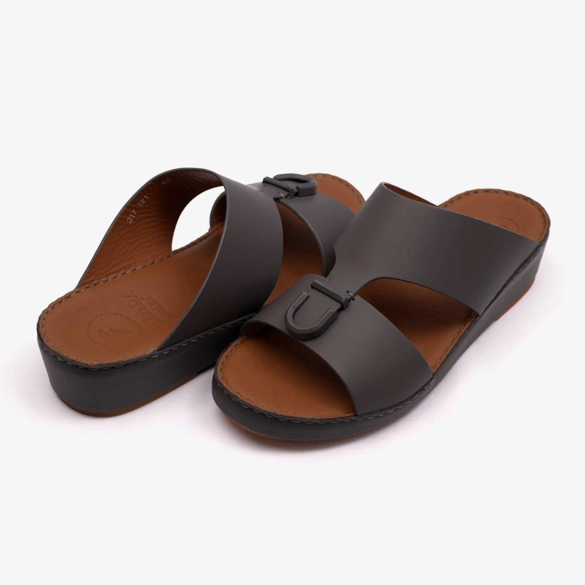 MATTE BERNINI CLASSIC ARABIC LEATHER SANDALS BLACK - Farada