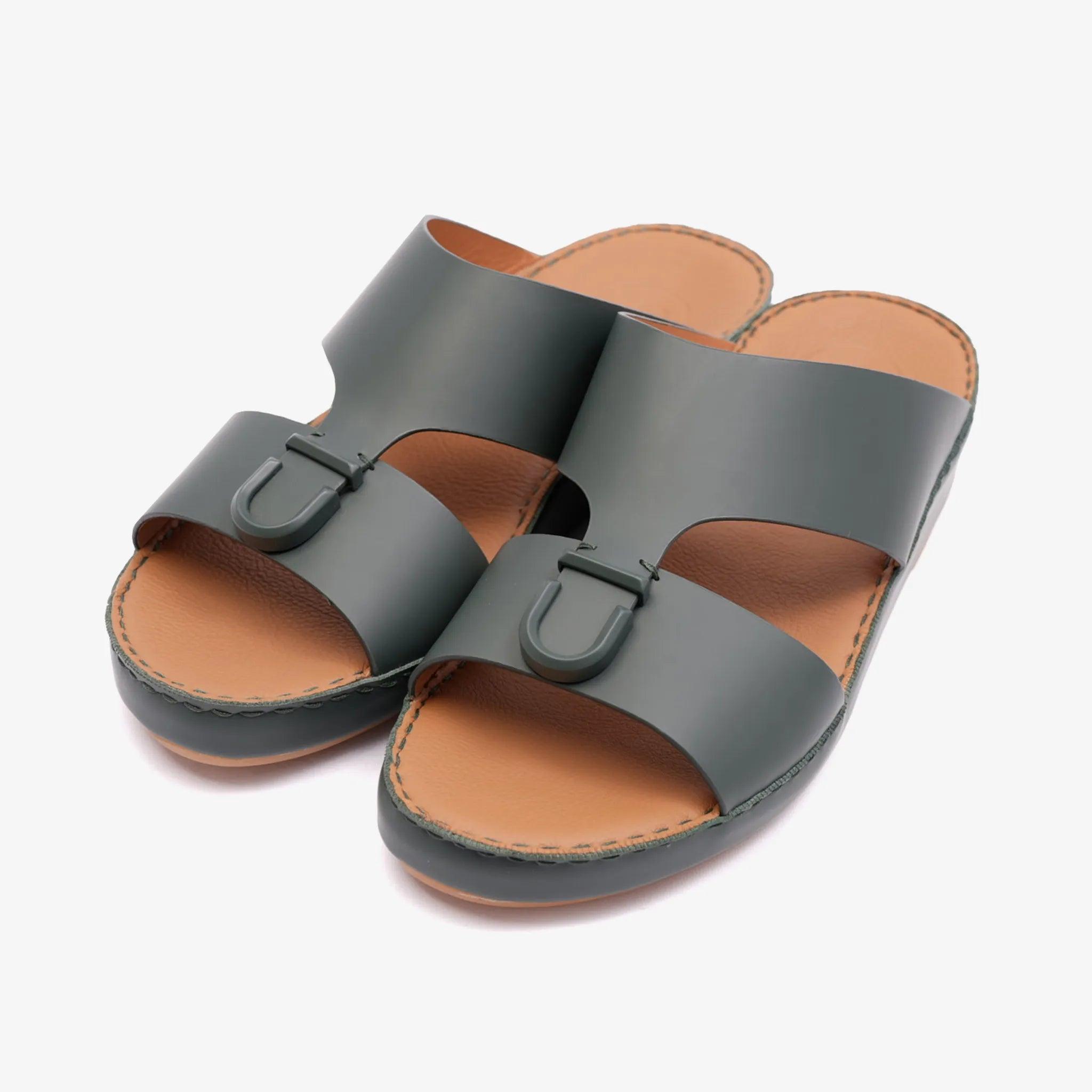 MATTE BERNINI CLASSIC ARABIC LEATHER SANDALS BOTTLE-GREEN - Farada