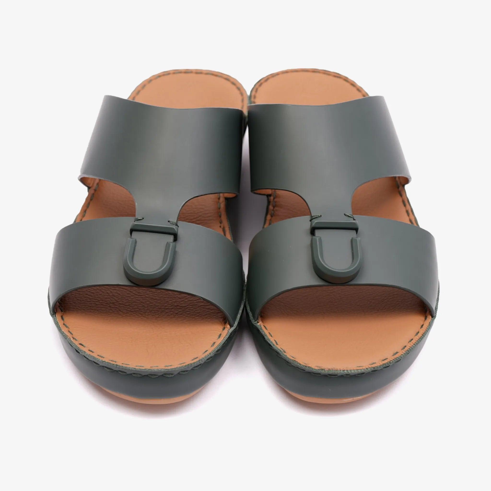 MATTE BERNINI CLASSIC ARABIC LEATHER SANDALS BOTTLE-GREEN - Farada