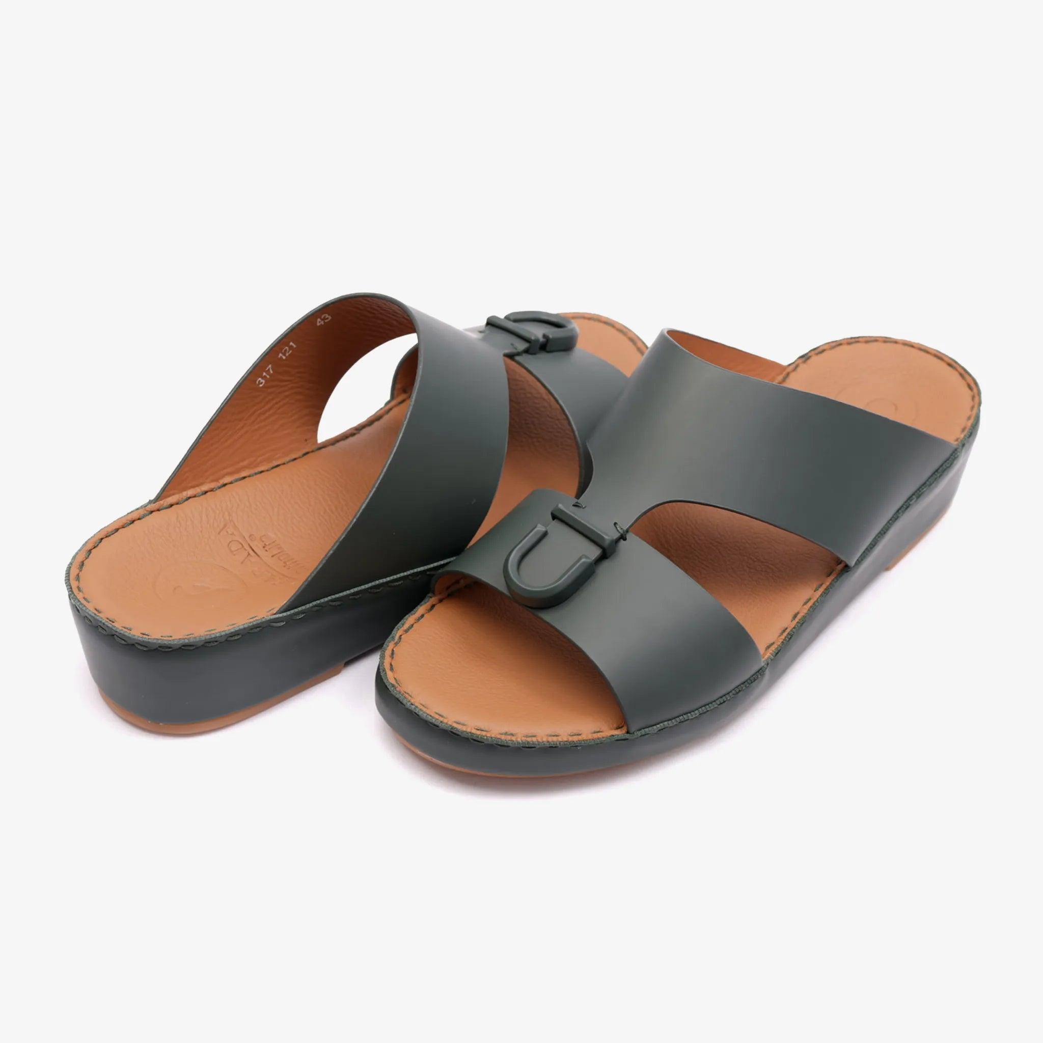 MATTE BERNINI CLASSIC ARABIC LEATHER SANDALS BOTTLE-GREEN - Farada