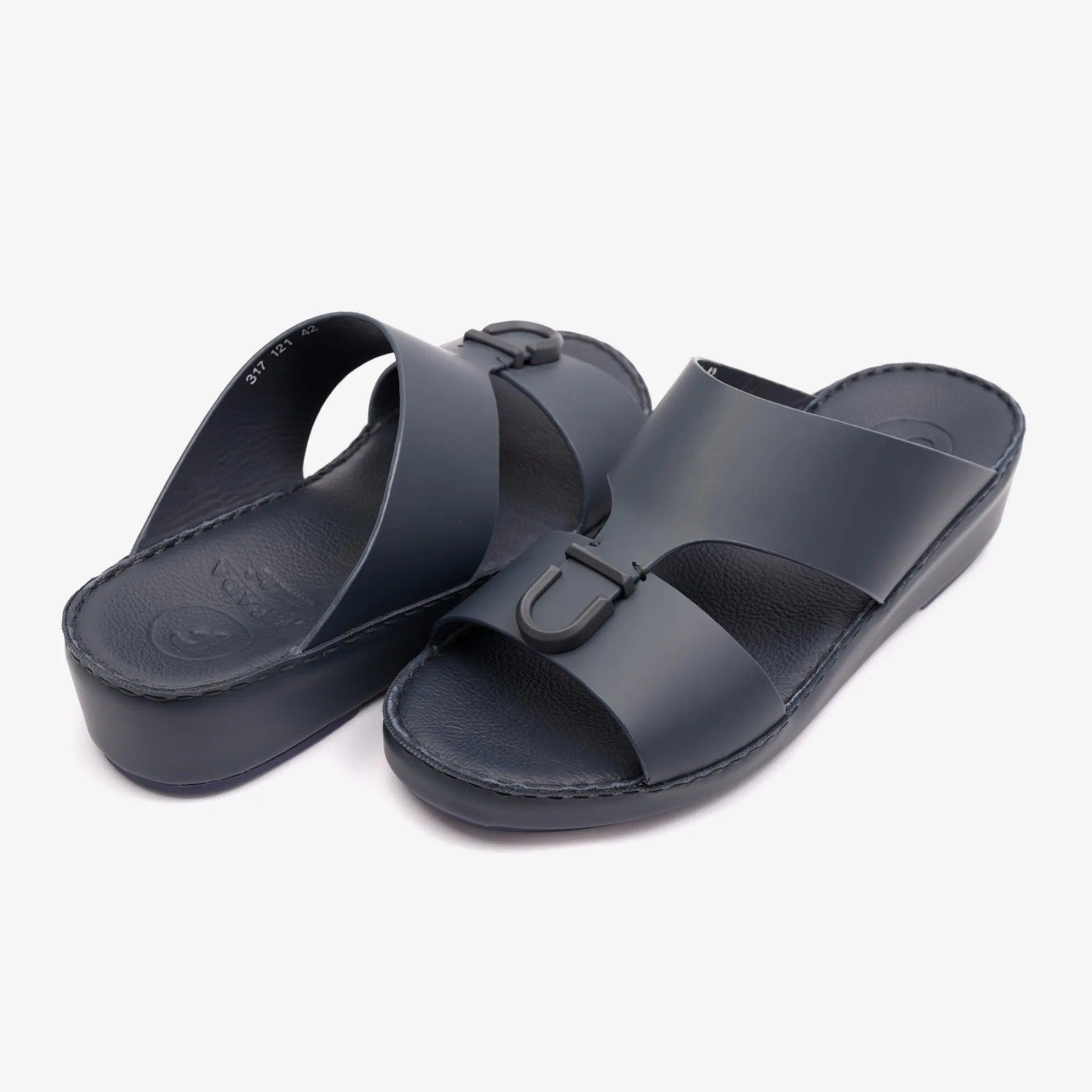MATTE BERNINI CLASSIC ARABIC LEATHER SANDALS NAVY - Farada