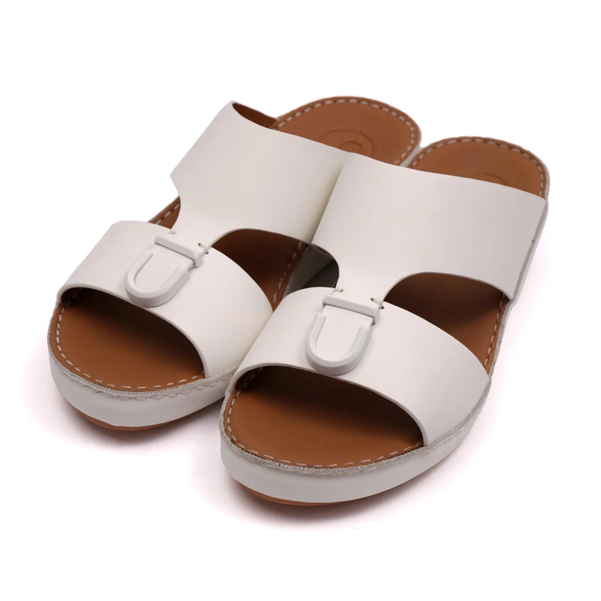 MATTE BERNINI CLASSIC ARABIC LEATHER SANDALS WHITE - Farada