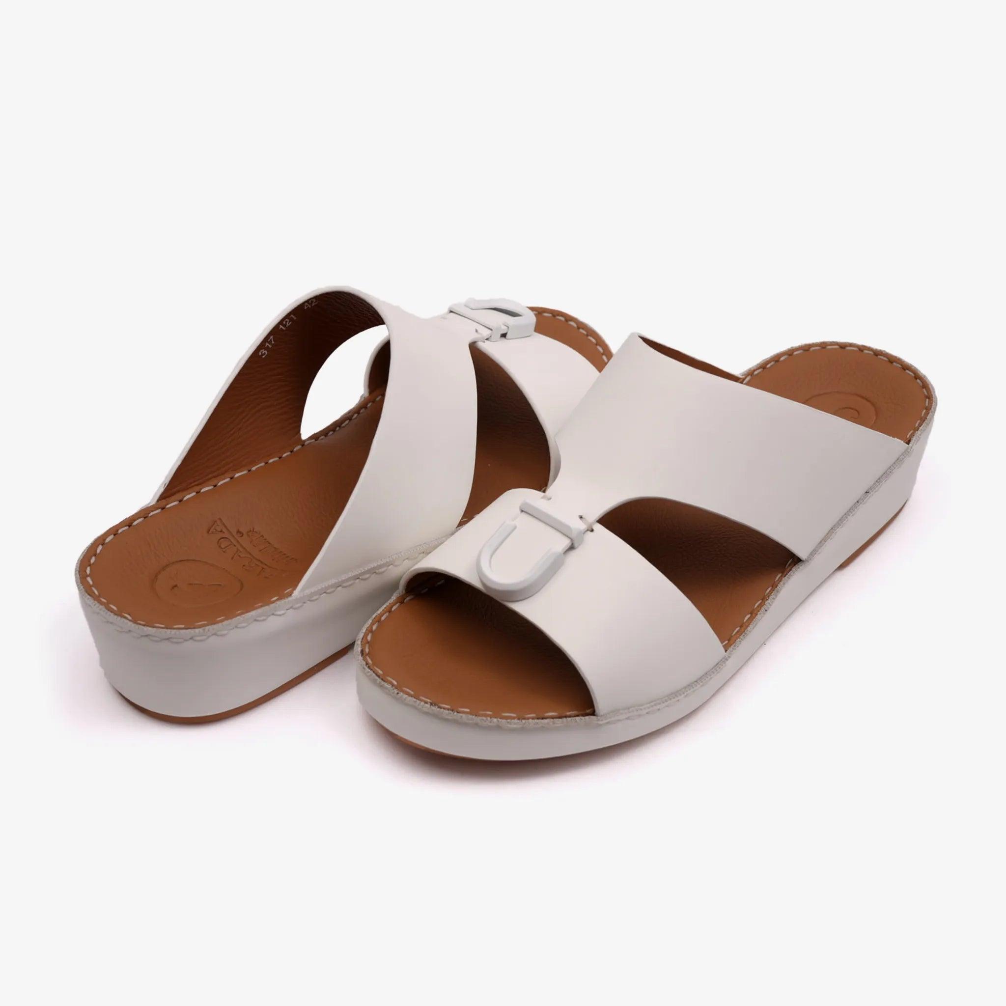 MATTE BERNINI CLASSIC ARABIC LEATHER SANDALS WHITE - Farada