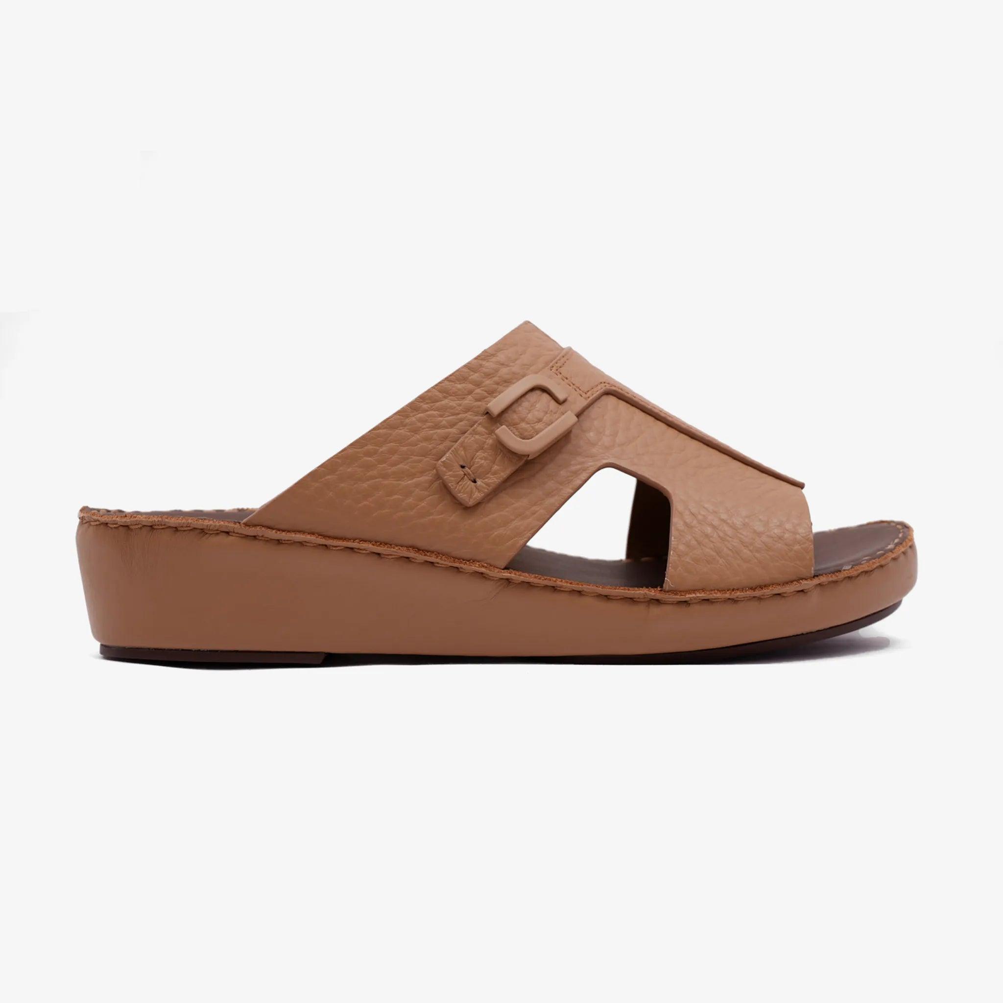 TRENDY UNLINED HAMMERED EINAUDI ARABIC SANDALS TAN - Farada
