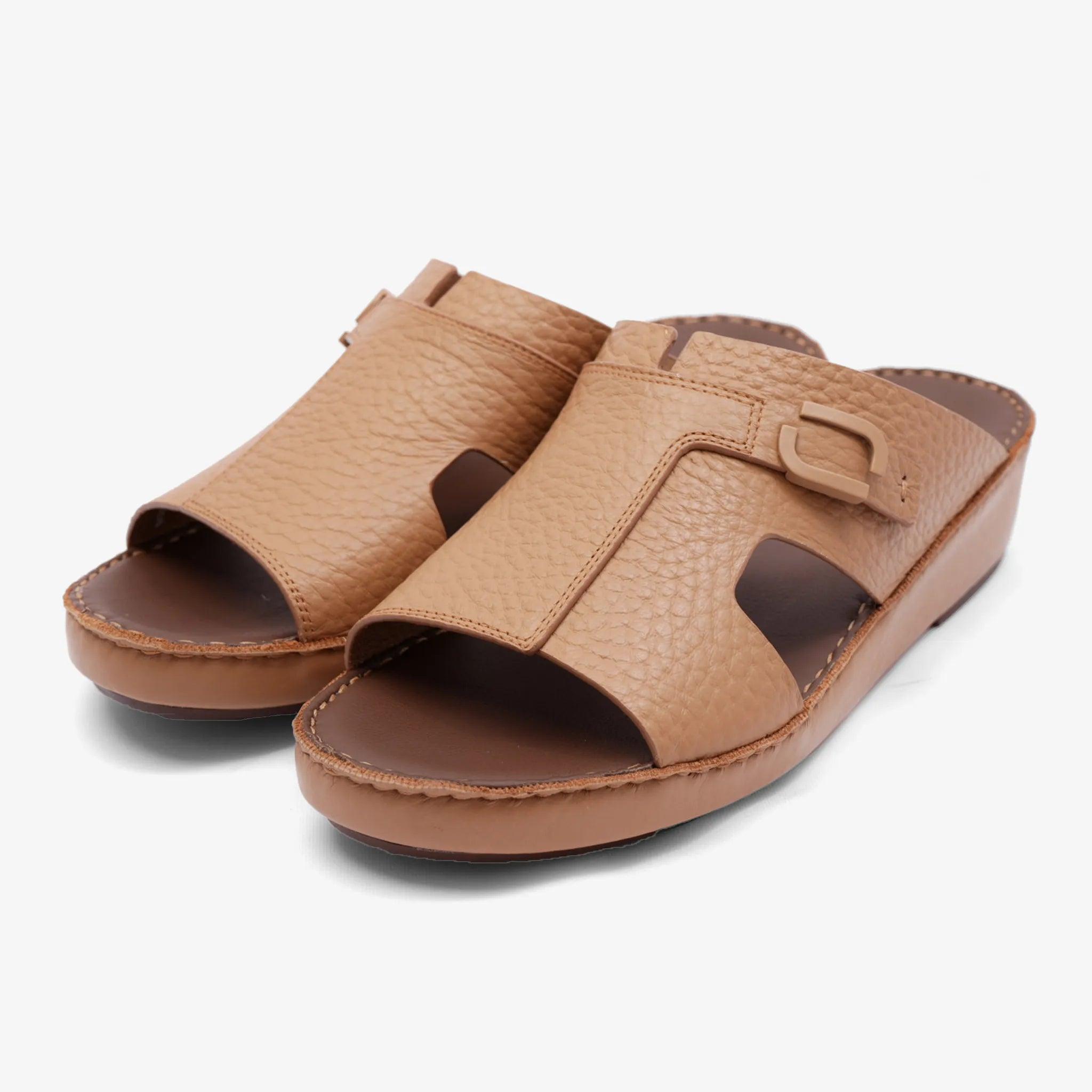 TRENDY UNLINED HAMMERED EINAUDI ARABIC SANDALS TAN - Farada