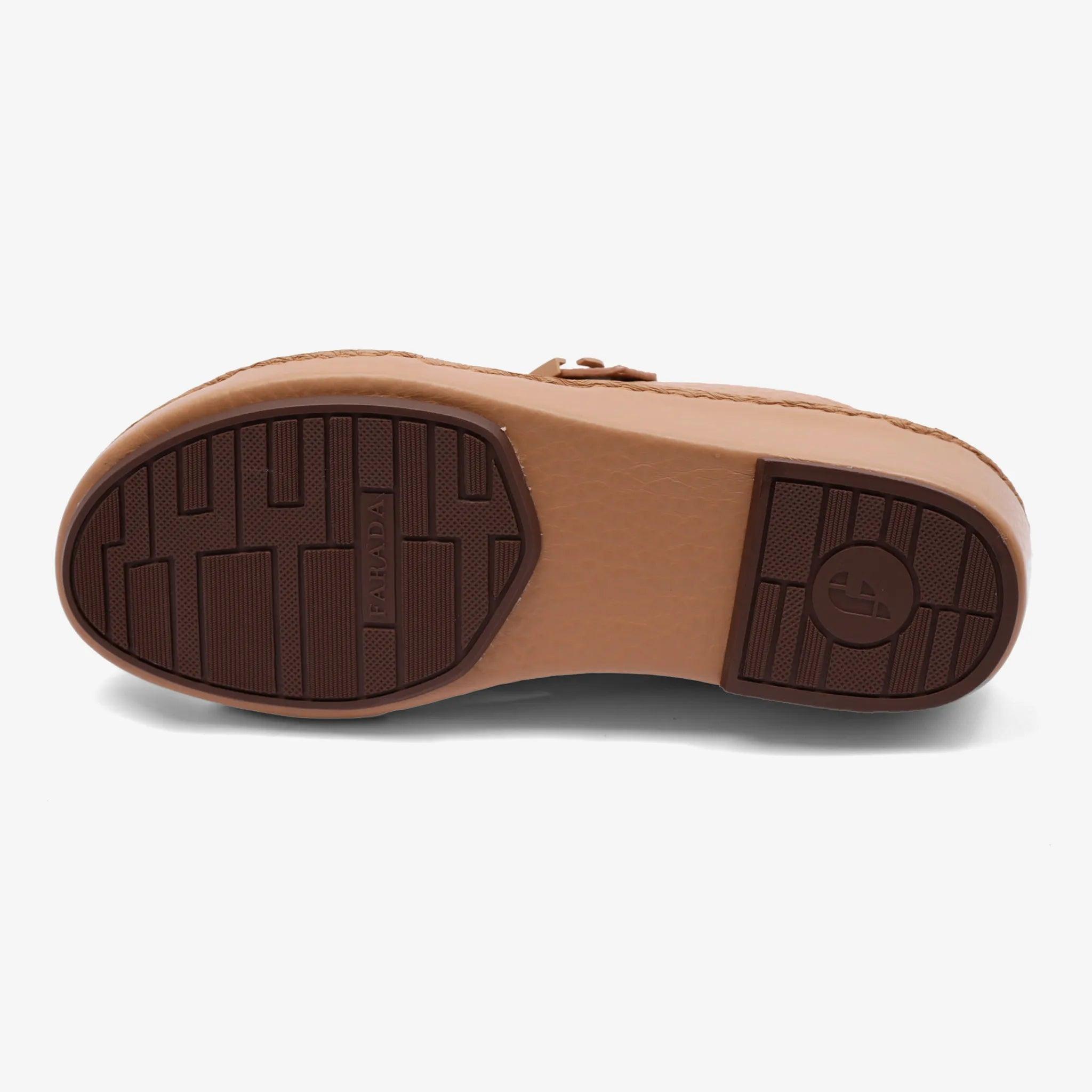 TRENDY UNLINED HAMMERED EINAUDI ARABIC SANDALS TAN - Farada