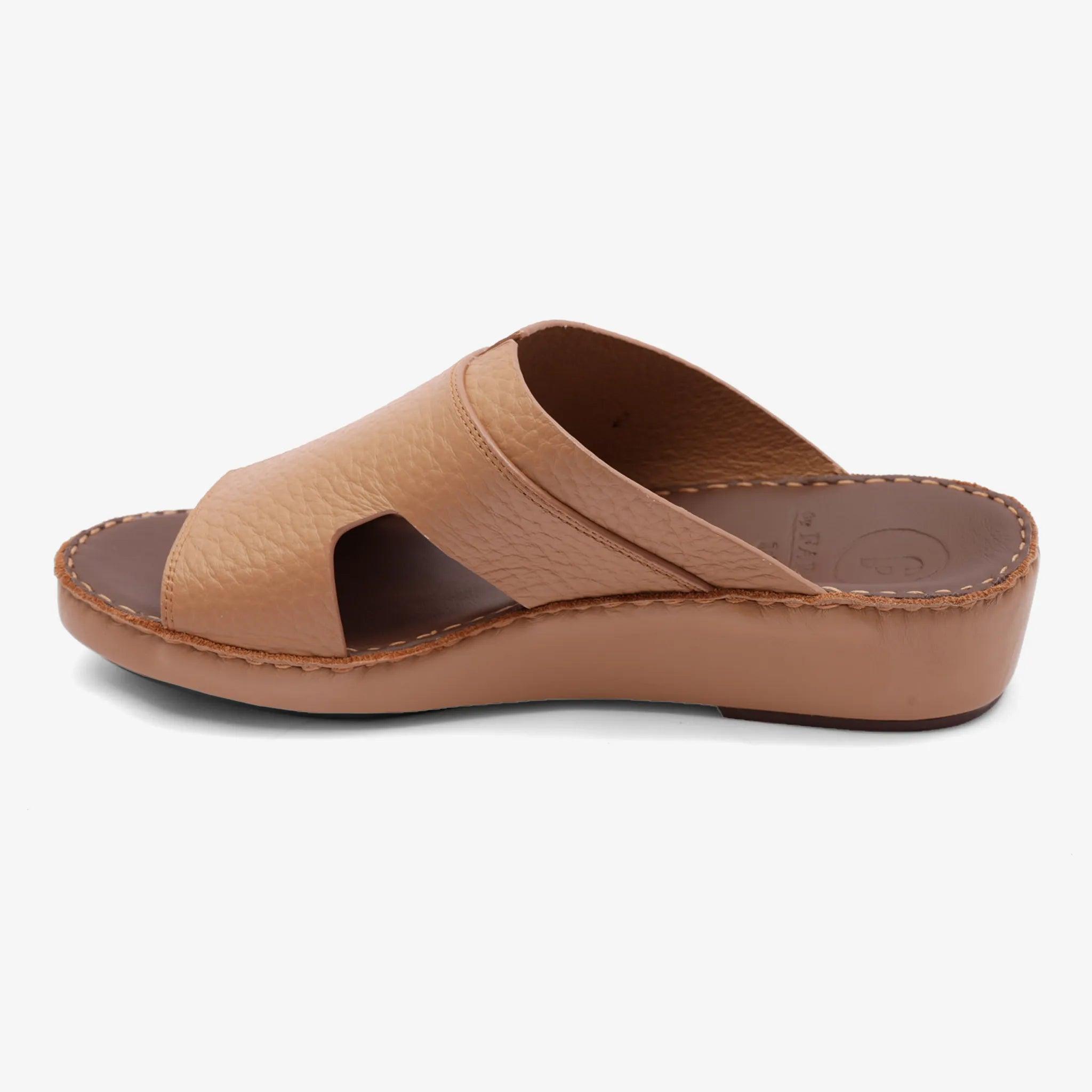 TRENDY UNLINED HAMMERED EINAUDI ARABIC SANDALS TAN - Farada
