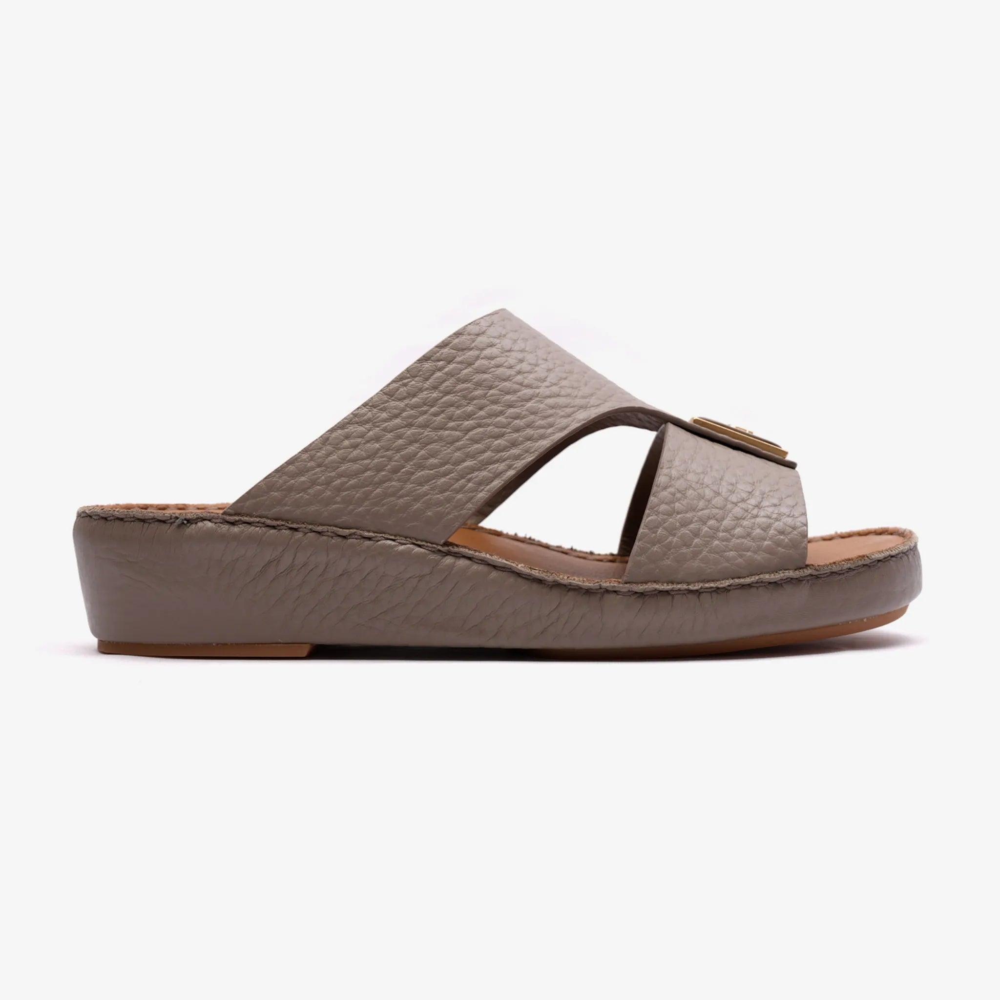 DAVINCI TIMELESS HAMMERED ARABIC SANDALS TAUPE - Farada