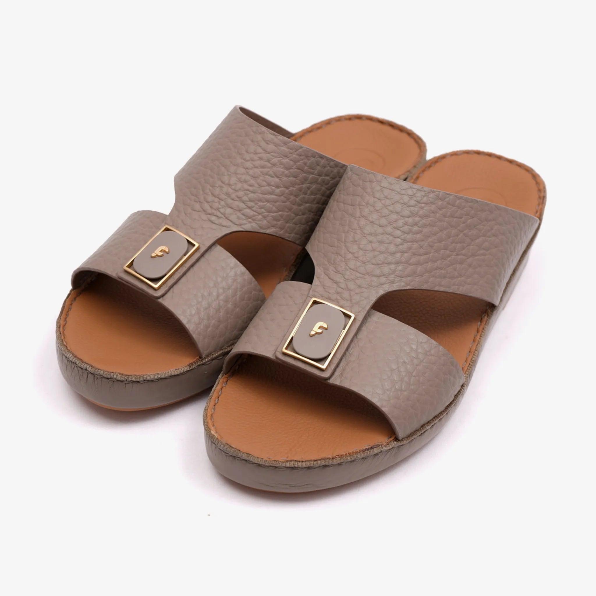 DAVINCI TIMELESS HAMMERED ARABIC SANDALS TAUPE - Farada