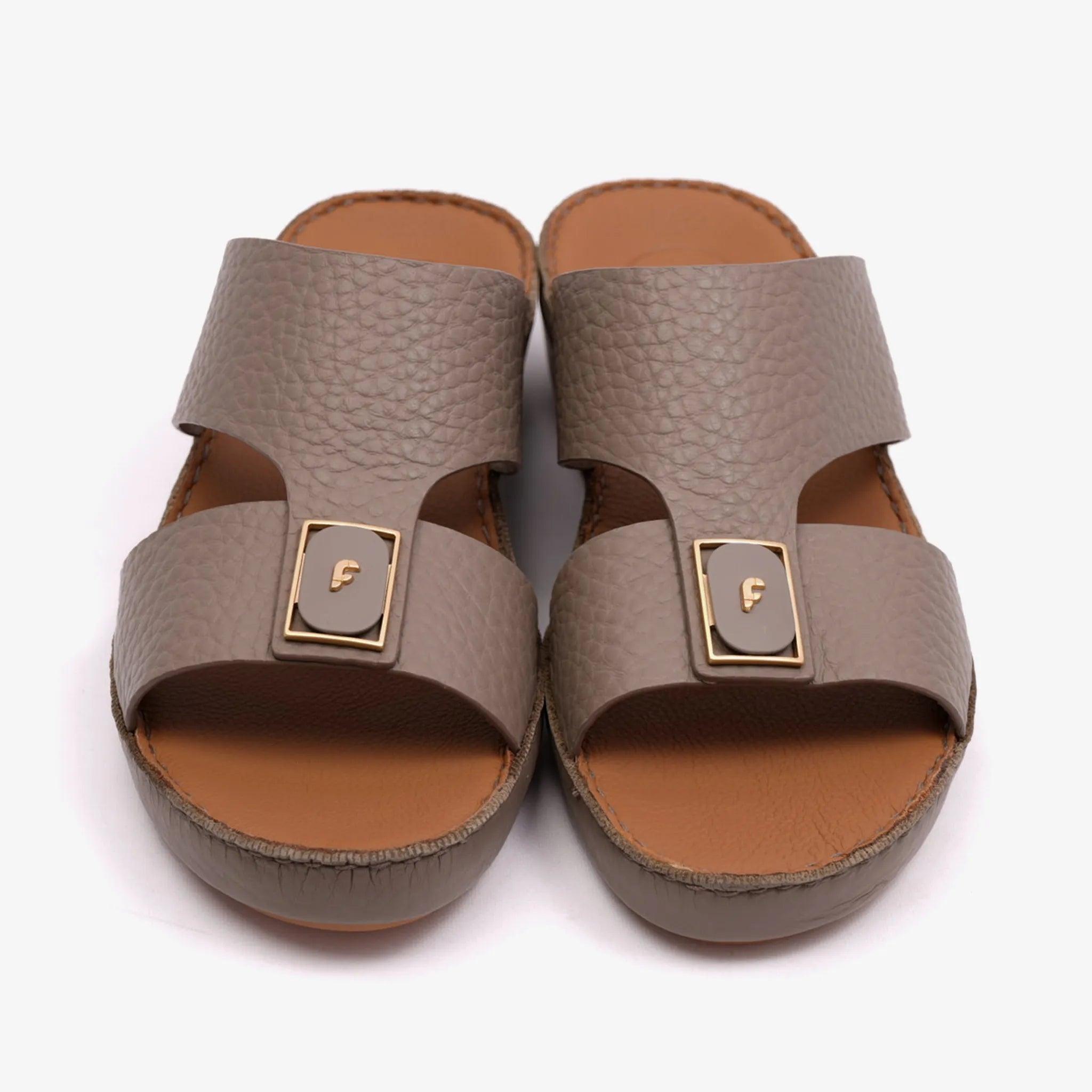 DAVINCI TIMELESS HAMMERED ARABIC SANDALS TAUPE - Farada